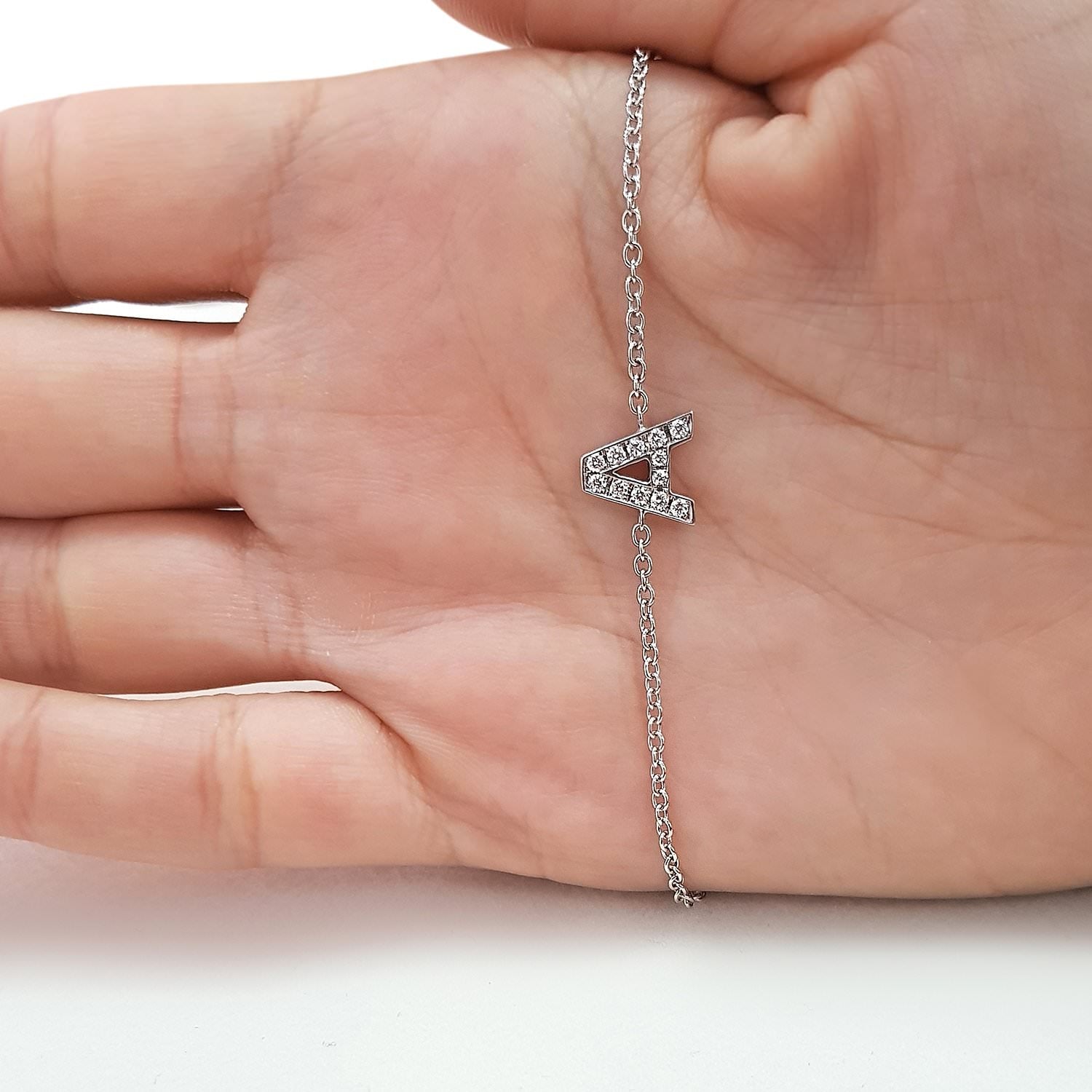 Bridget Letter Diamonds Bracelet (0.30 Carat) -14K White Gold