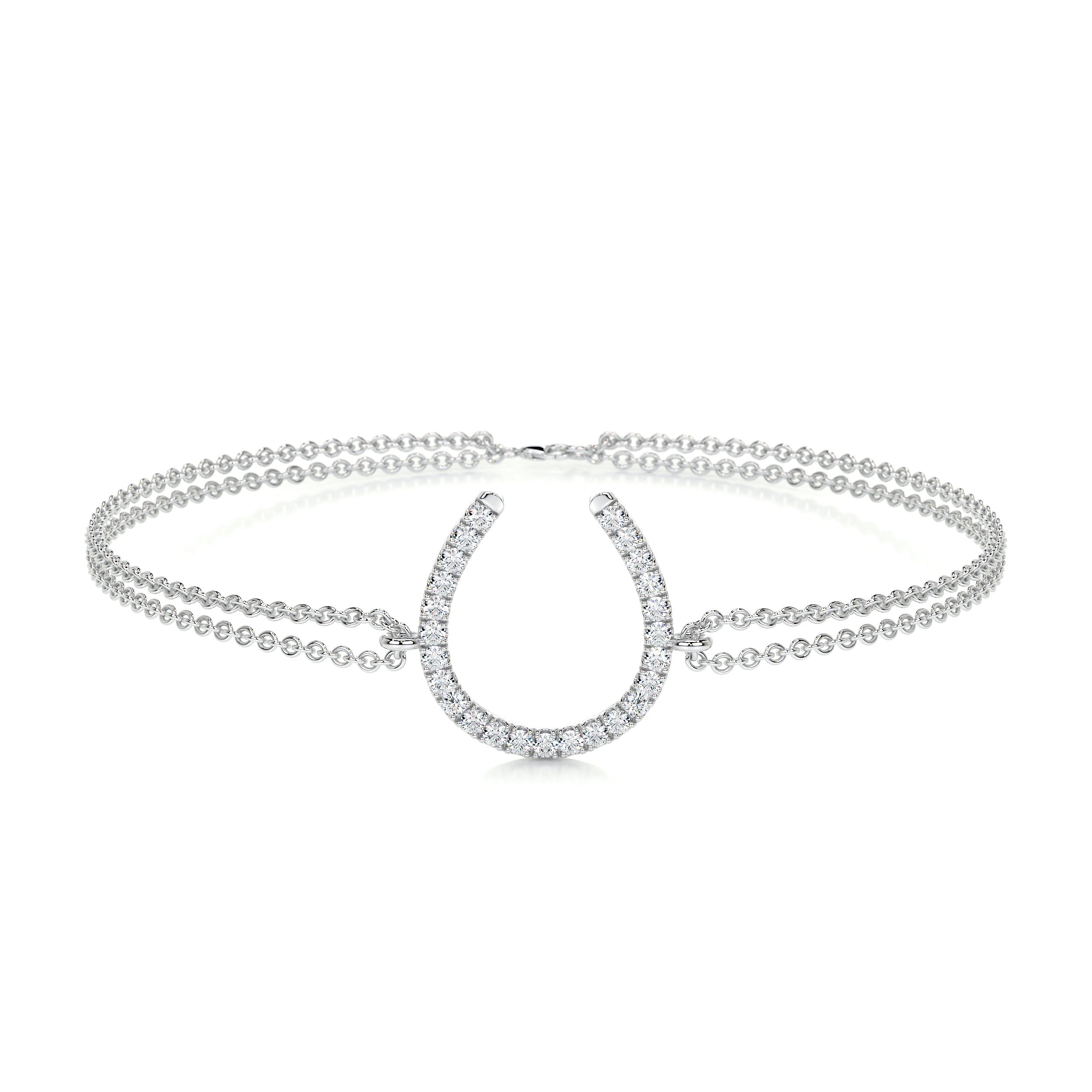Horseshoe Diamonds Bracelet   (0.20 Carat) -18K White Gold
