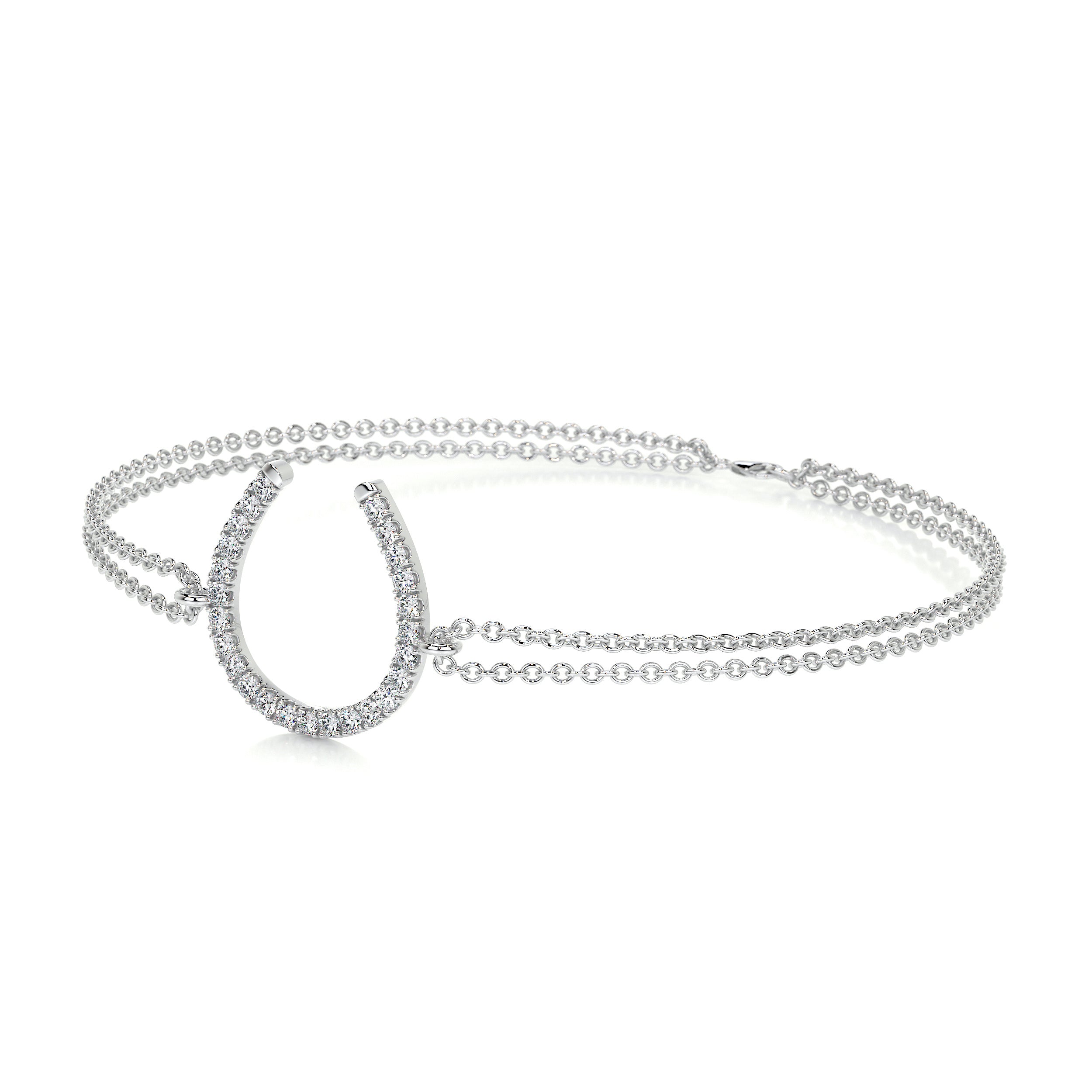 Horseshoe Diamonds Bracelet   (0.20 Carat) -14K White Gold