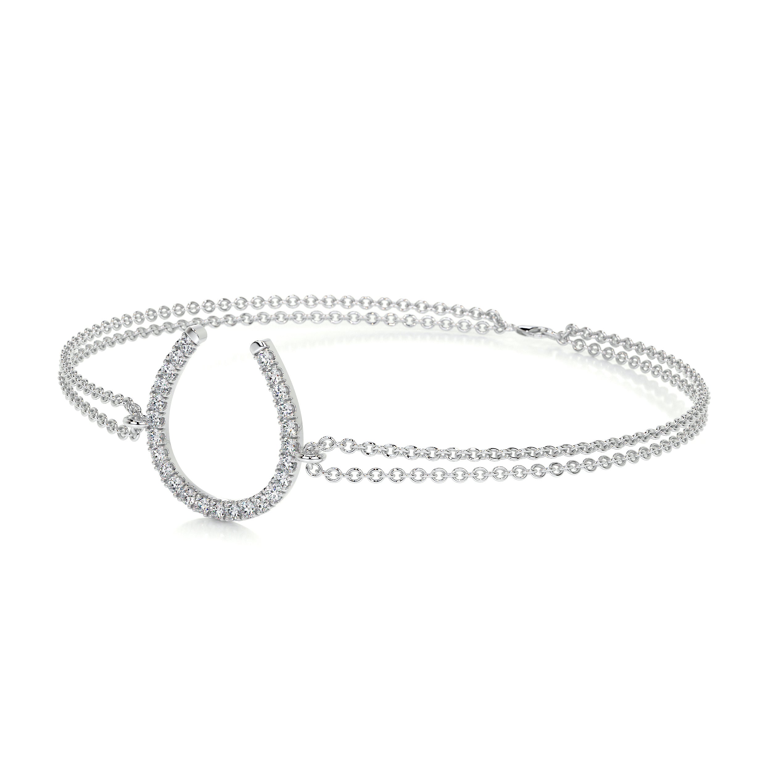 Horseshoe Diamonds Bracelet (0.20 Carat) -14K White Gold