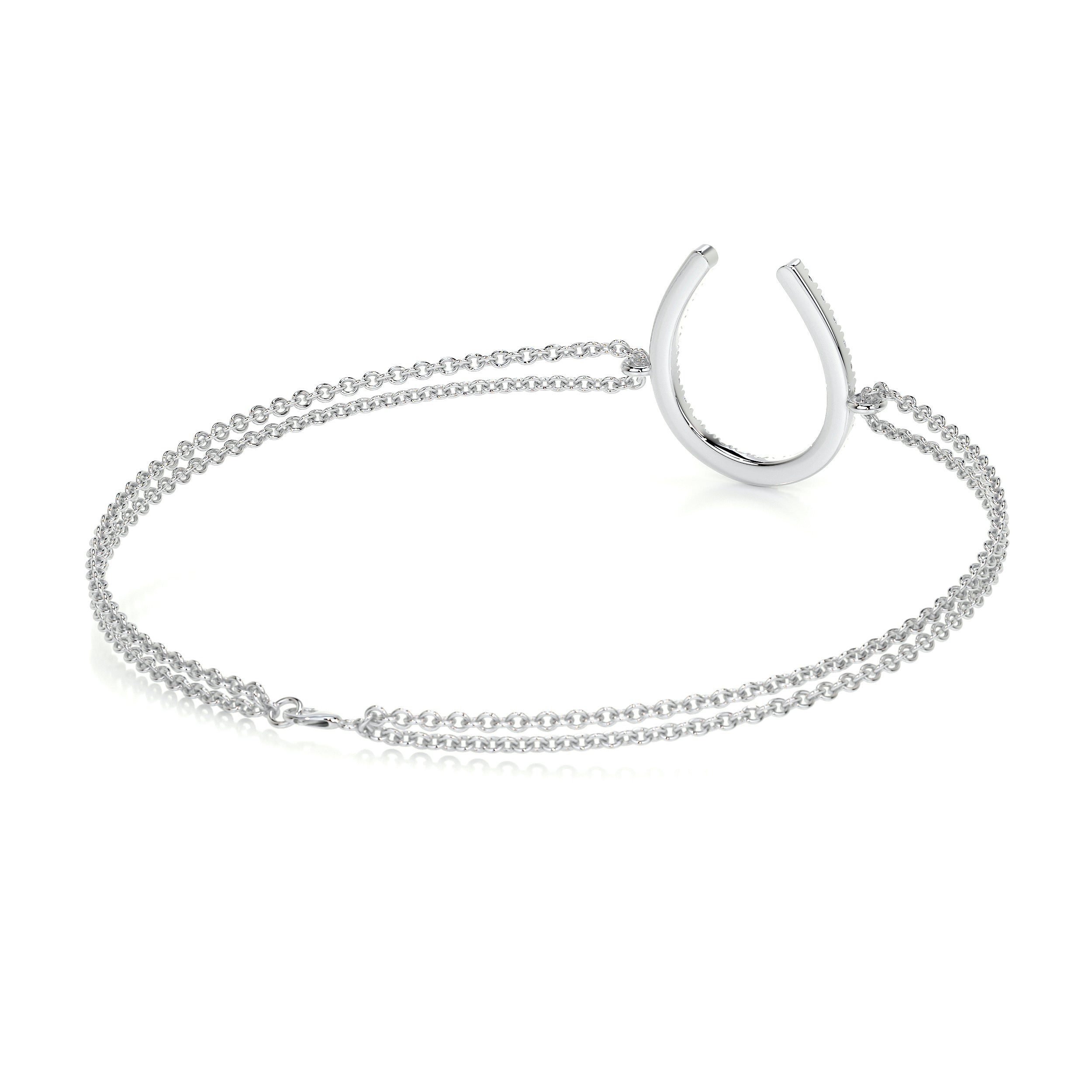 Horseshoe Diamonds Bracelet   (0.20 Carat) -14K White Gold