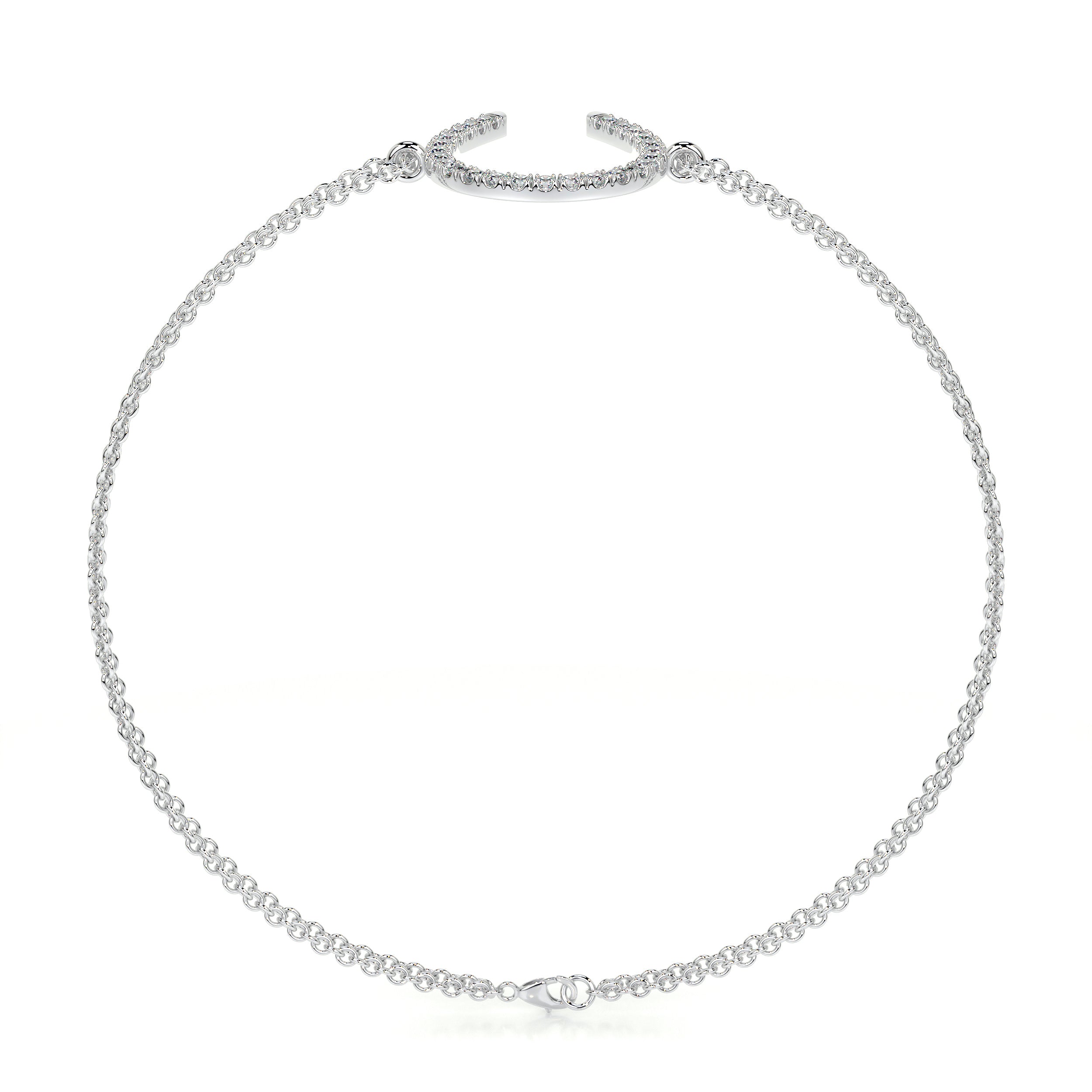 Horseshoe Diamonds Bracelet   (0.20 Carat) -14K White Gold