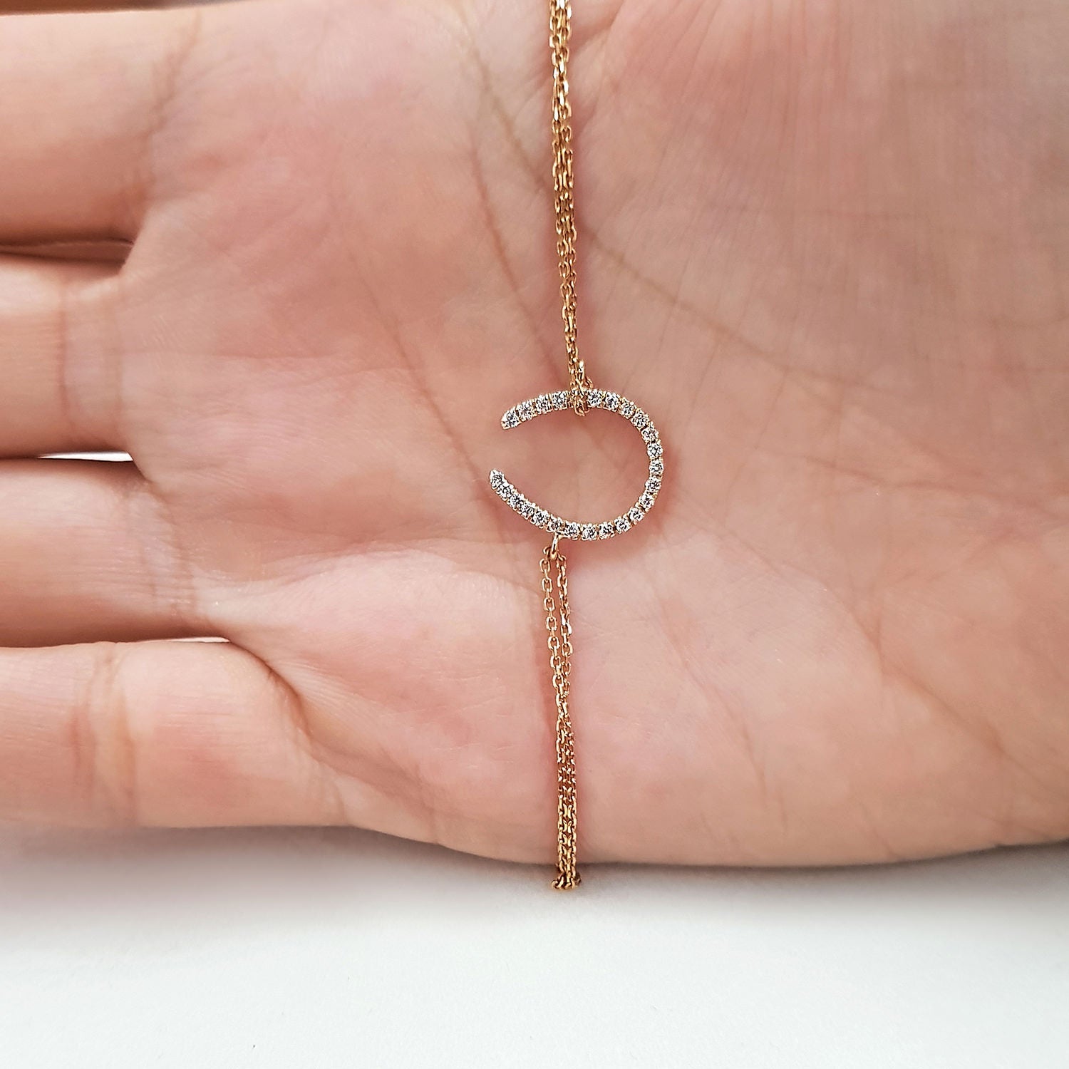 Horseshoe Lab Grown Diamonds Bracelet (0.20 Carat) -18K Yellow Gold