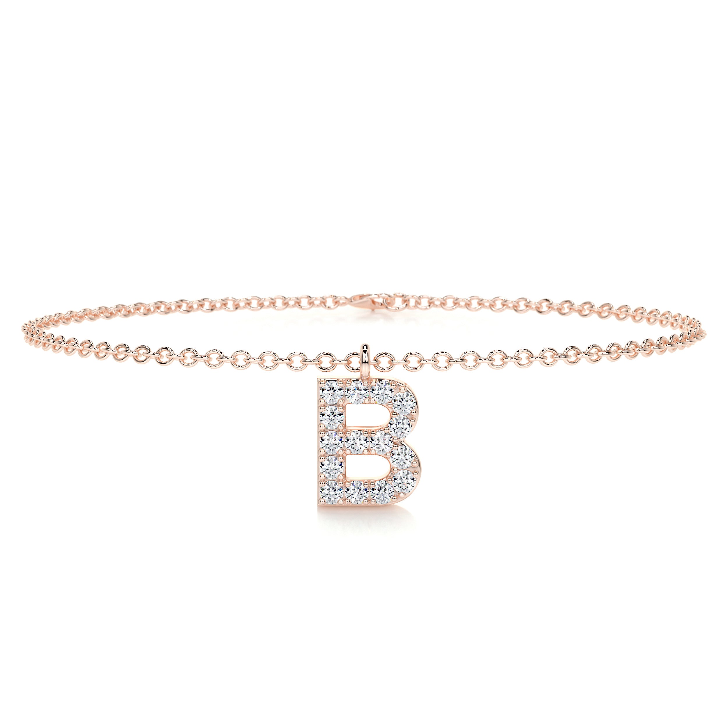Barbara Letter Diamonds Bracelet (0.15 Carat) -14K Rose Gold