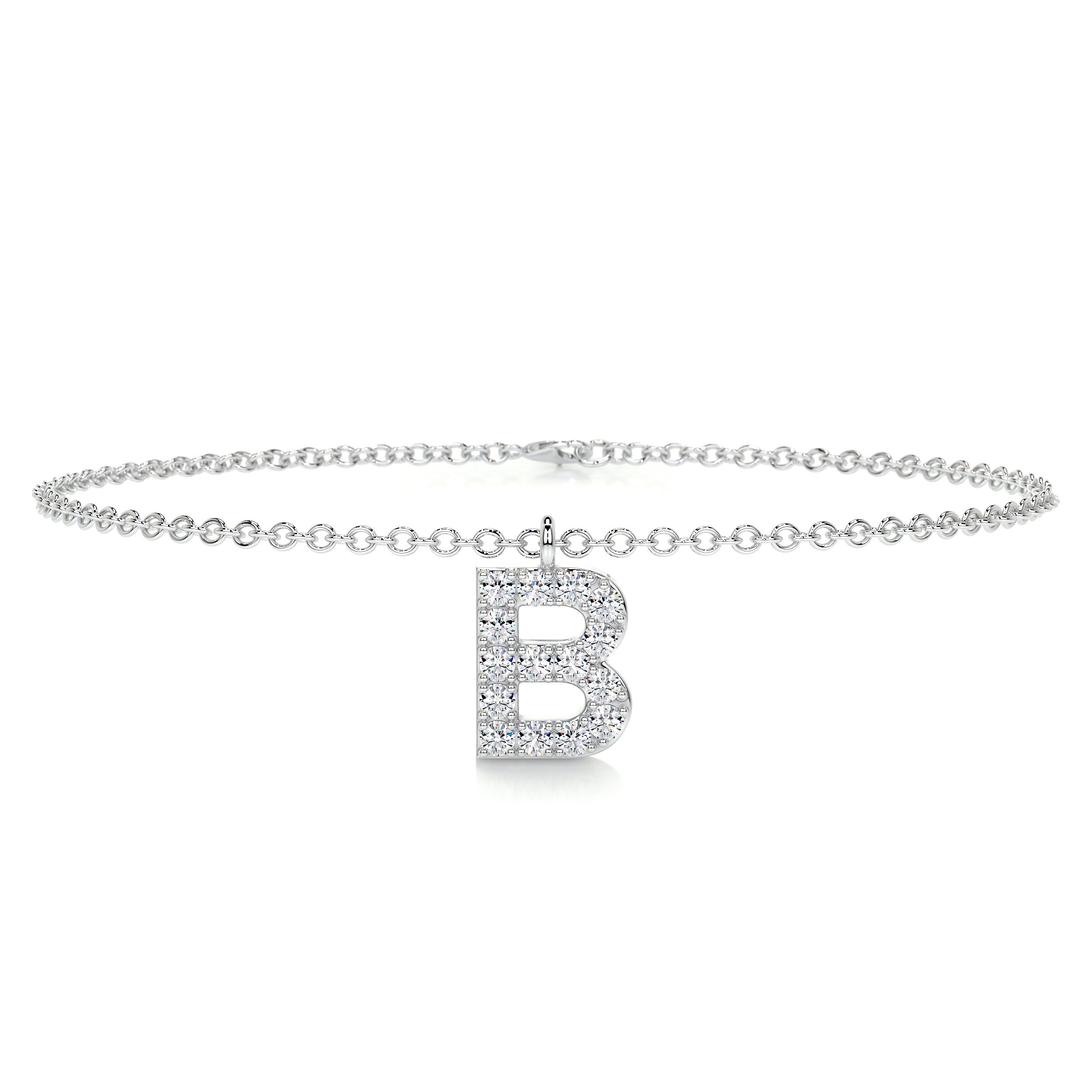 Barbara Letter Diamonds Bracelet   (0.15 Carat) -14K White Gold