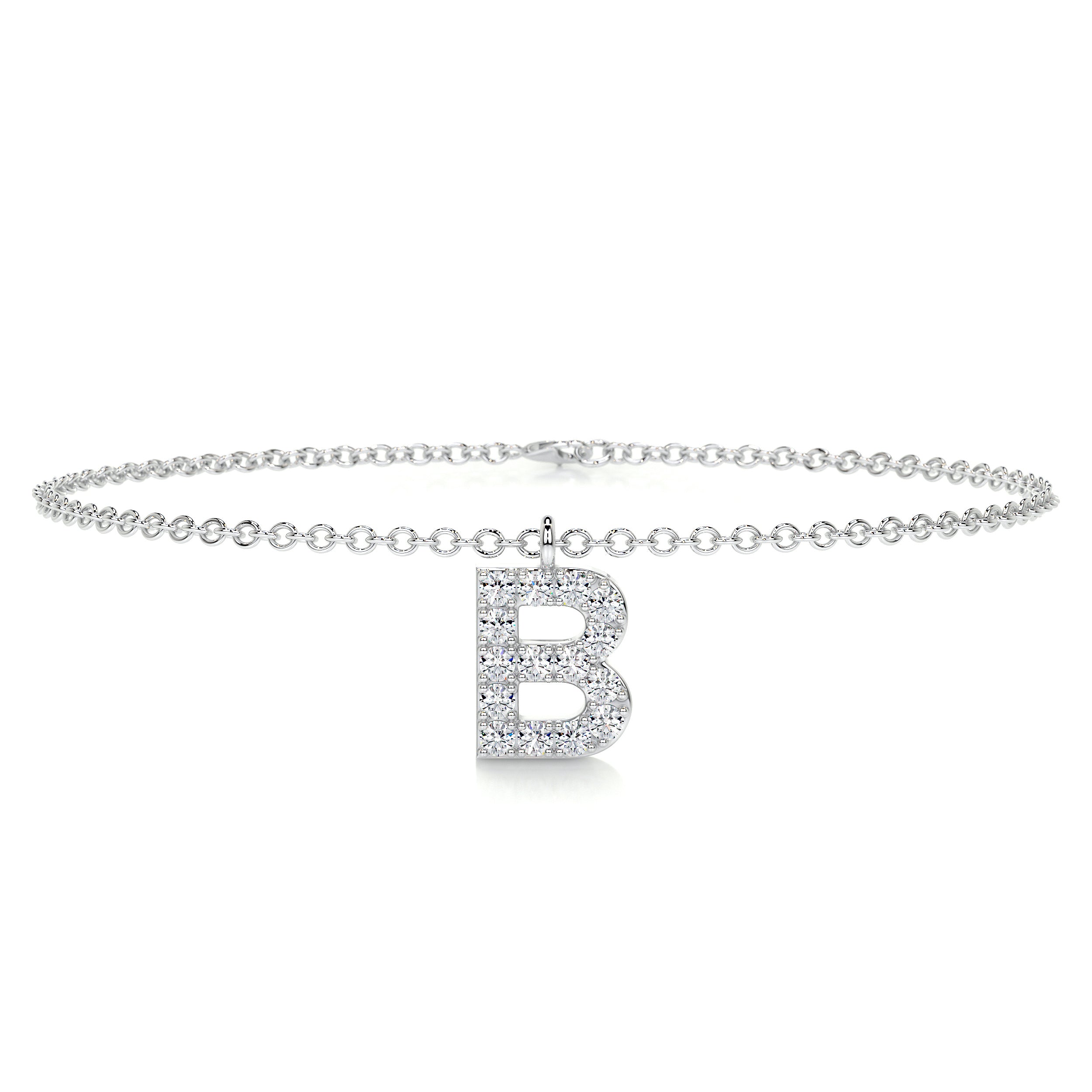 Barbara Letter Diamonds Bracelet (0.15 Carat) -14K White Gold
