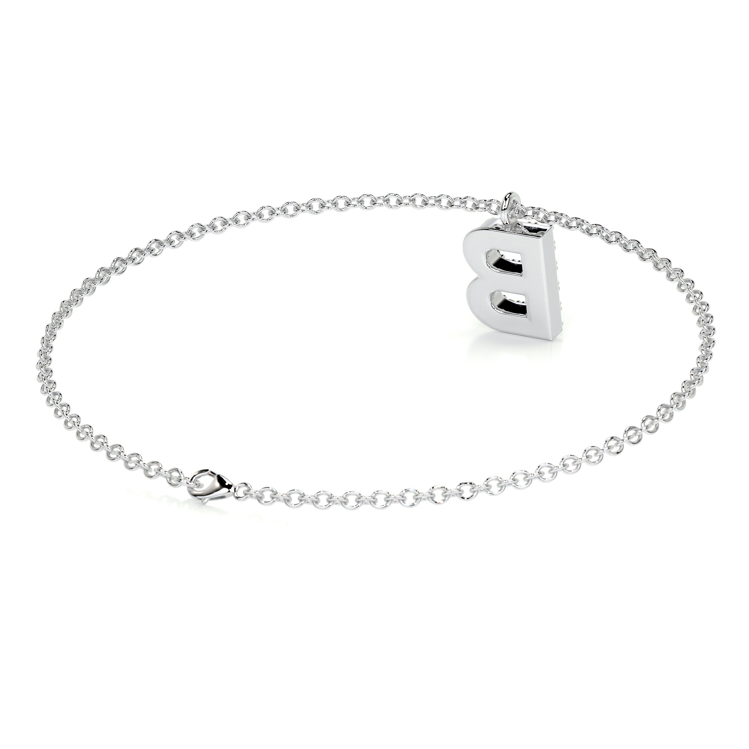 Barbara Letter Diamonds Bracelet   (0.15 Carat) -18K White Gold