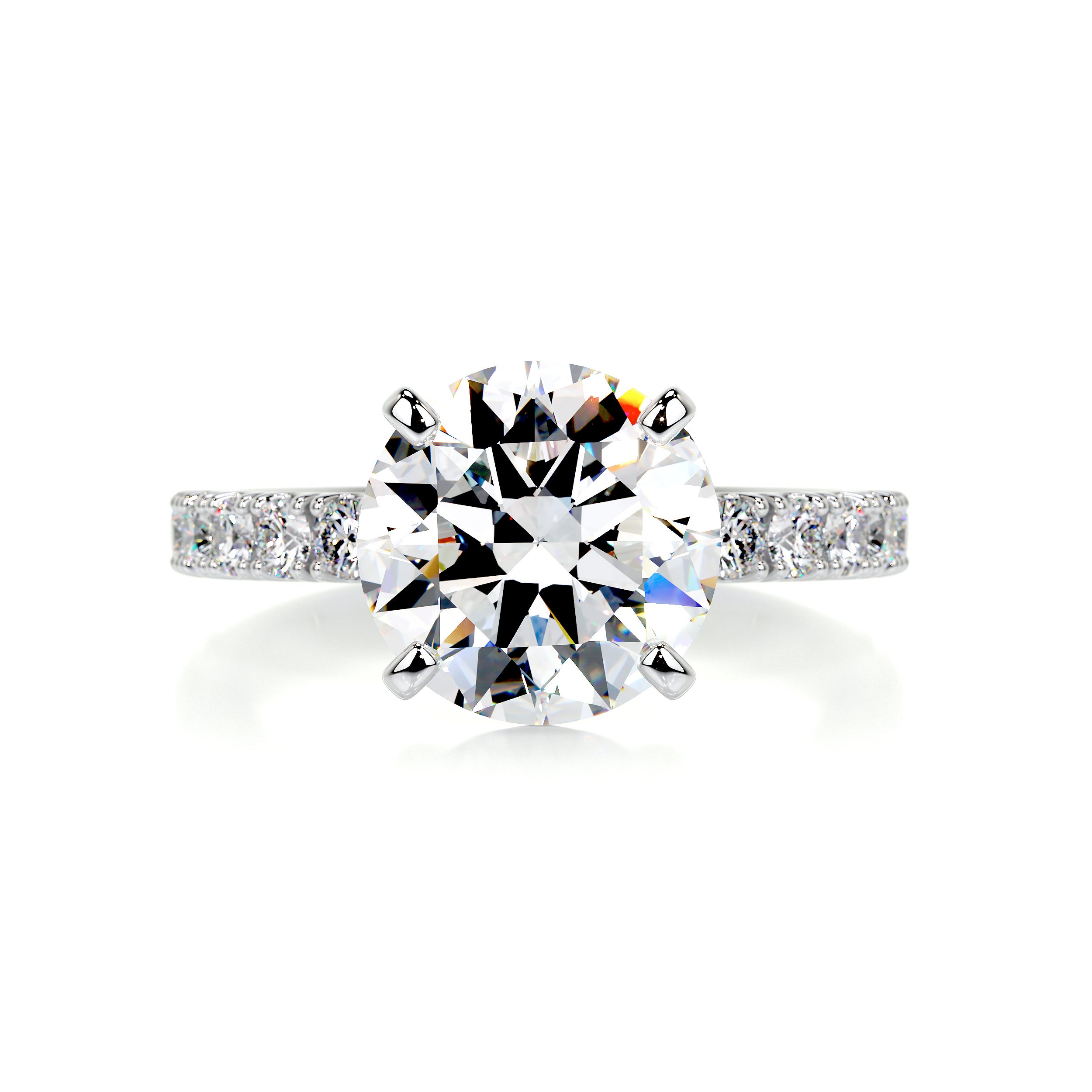 Alison Moissanite & Diamond Ring -18K White Gold