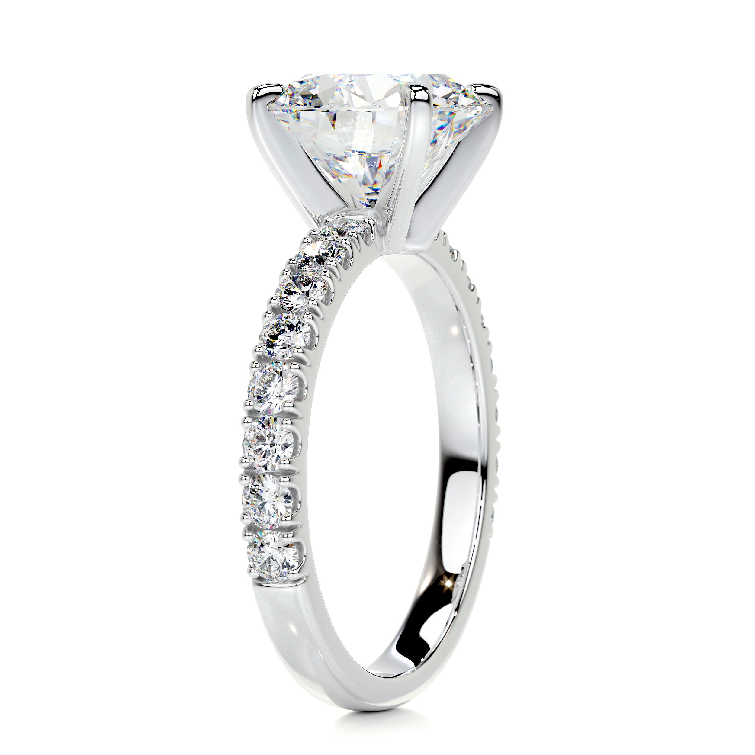 Alison Moissanite & Diamond Ring -18K White Gold