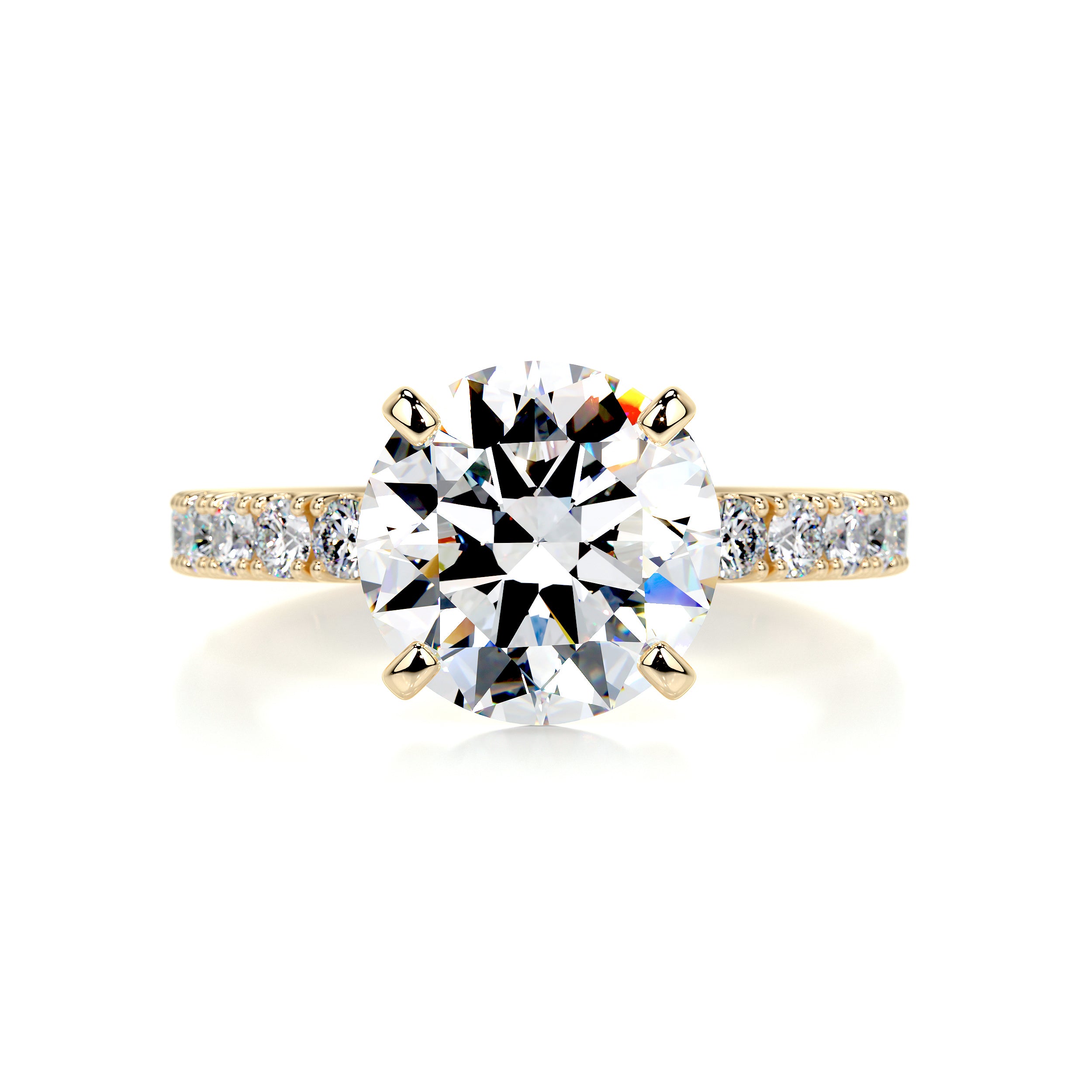 Alison Moissanite & Diamond Ring -18K Yellow Gold