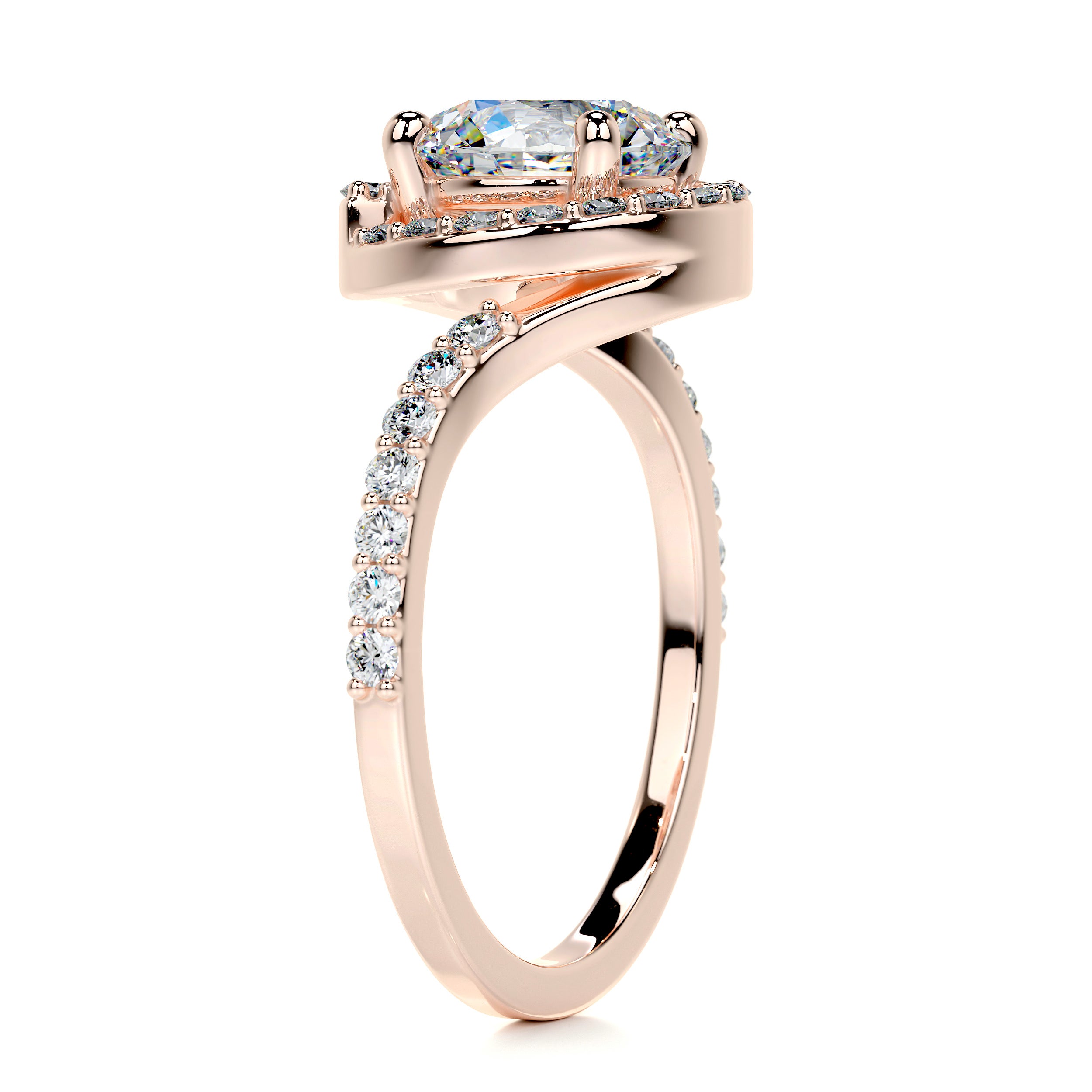 Stella Moissanite & Diamonds Ring -14K Rose Gold