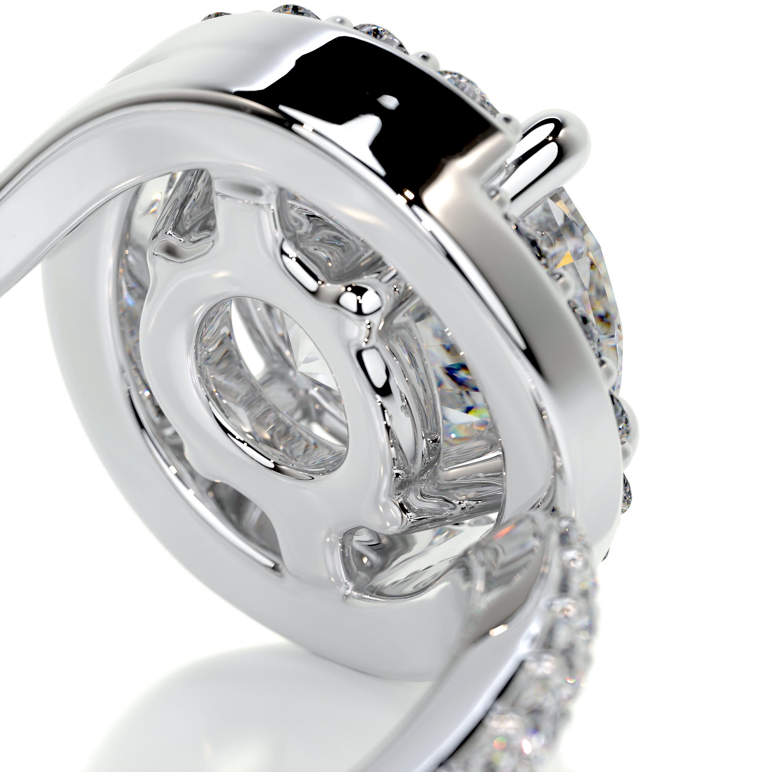 Stella Moissanite & Diamonds Ring -14K White Gold