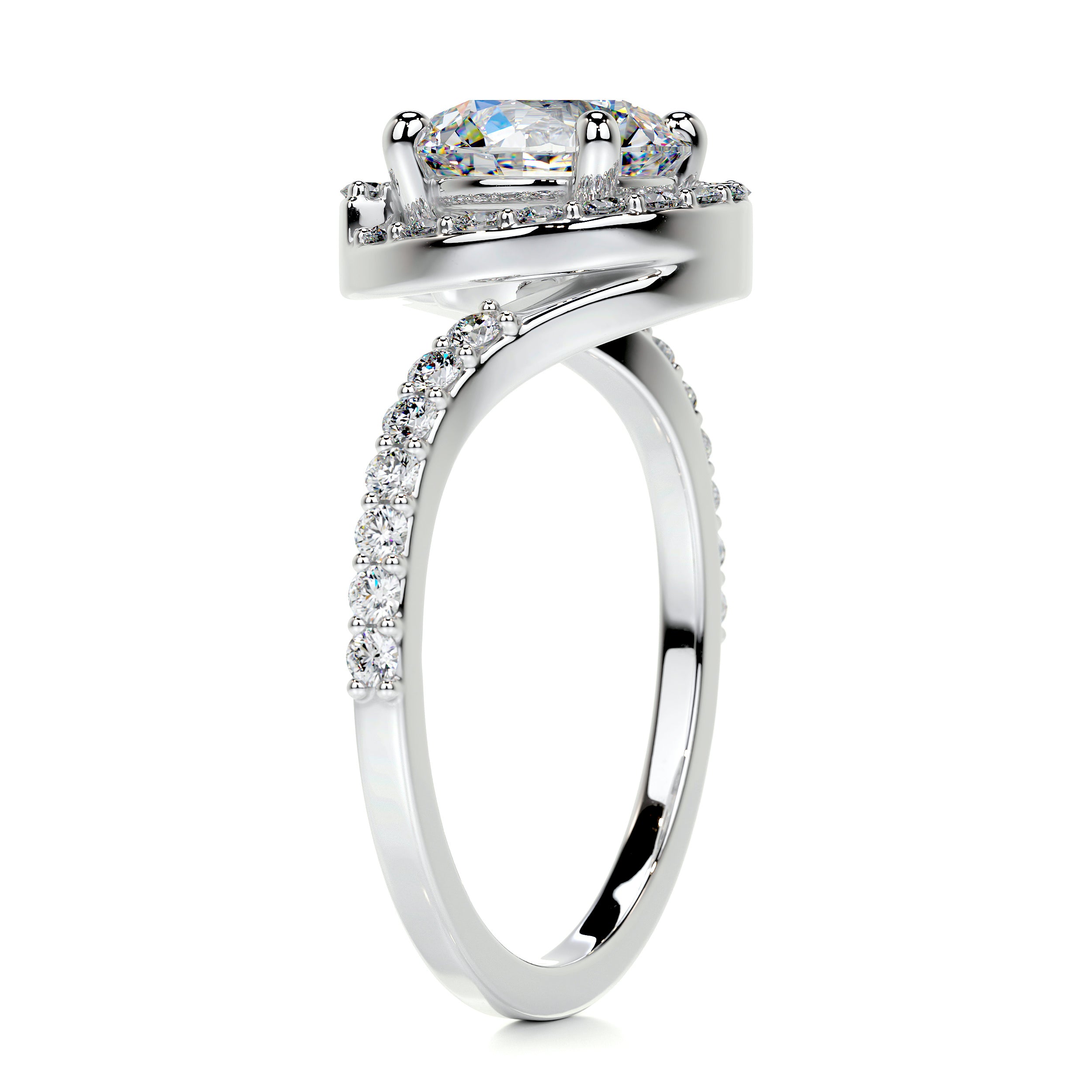 Stella Moissanite & Diamonds Ring -14K White Gold