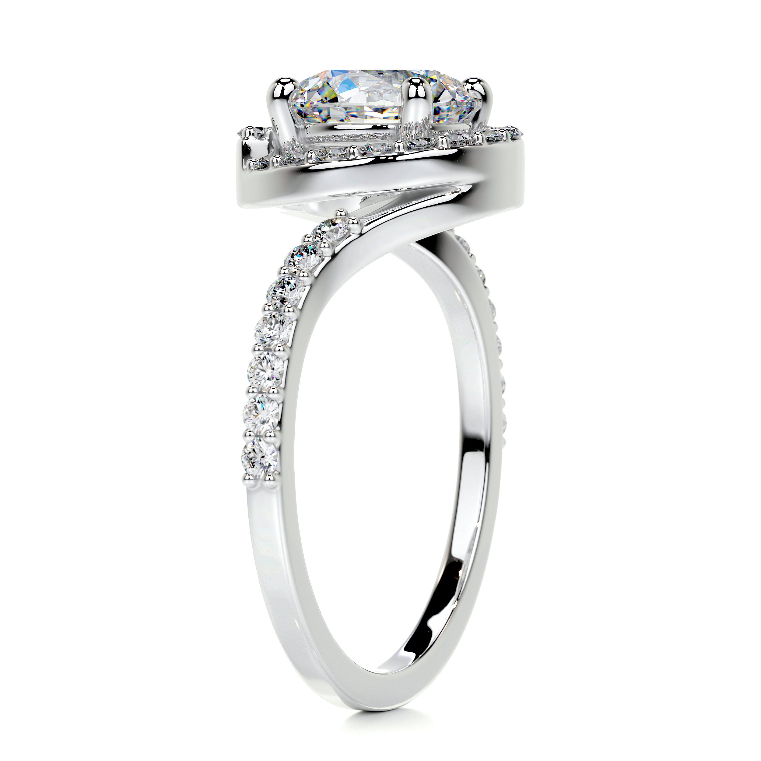 Stella Moissanite & Diamond Ring -14K White Gold