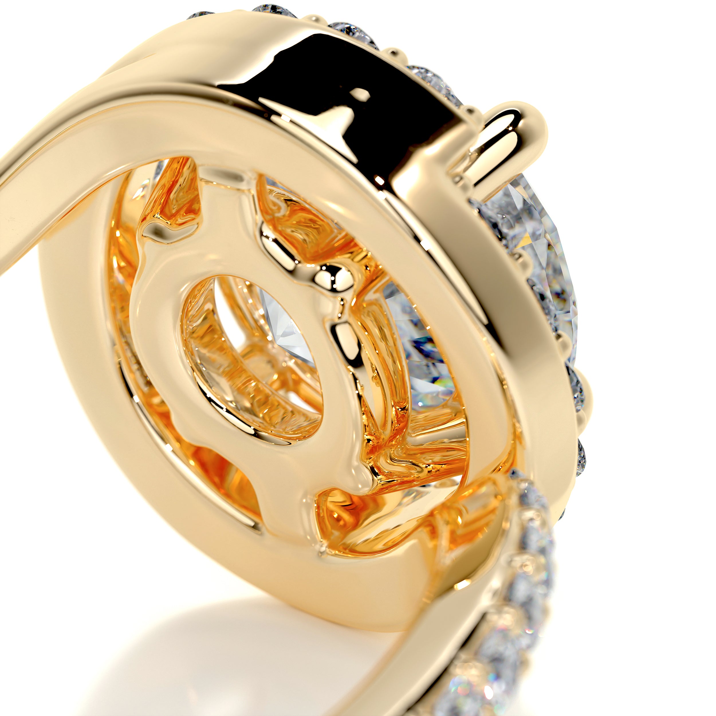 Stella Moissanite & Diamonds Ring -18K Yellow Gold