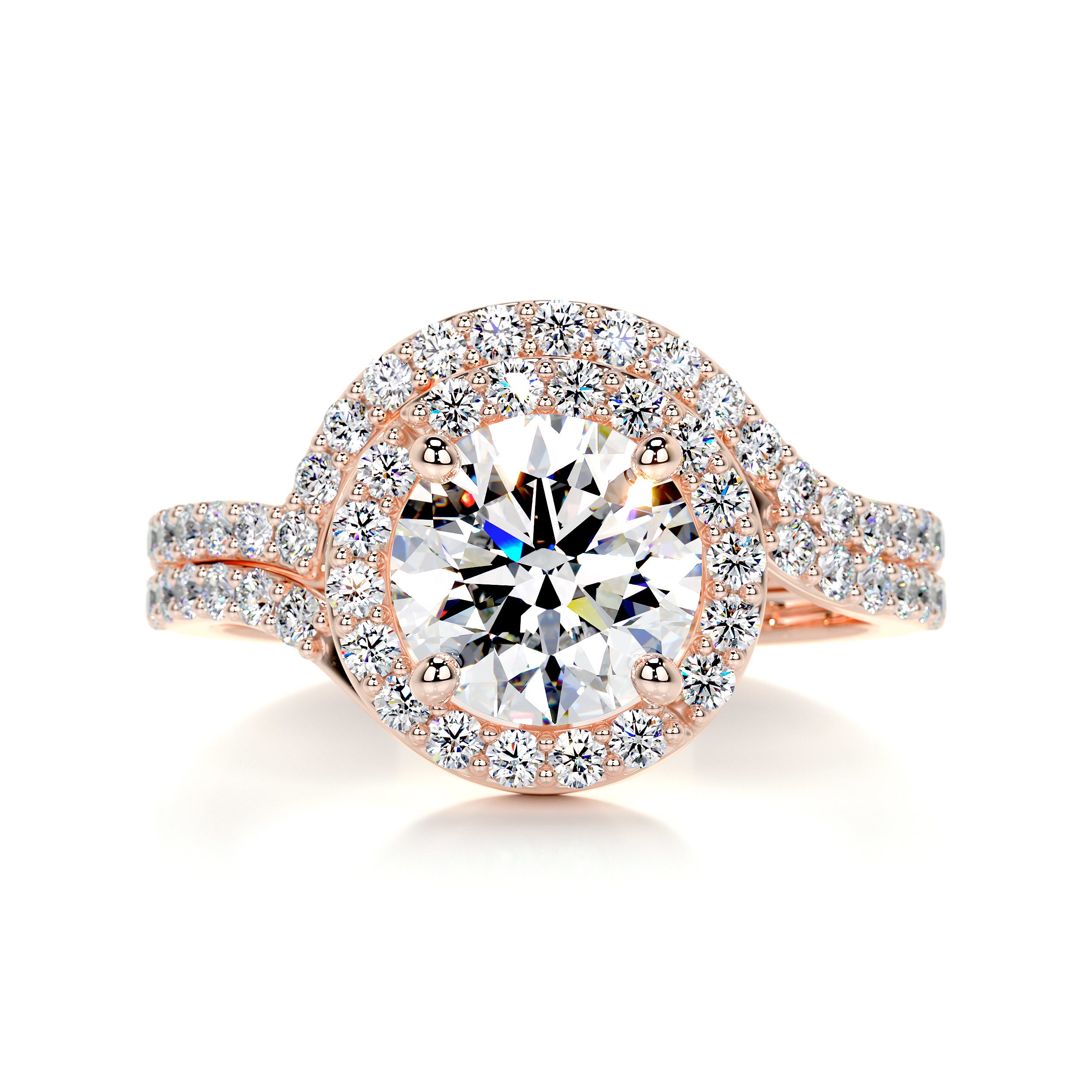 Stella Moissanite & Diamonds Bridal Set -14K Rose Gold