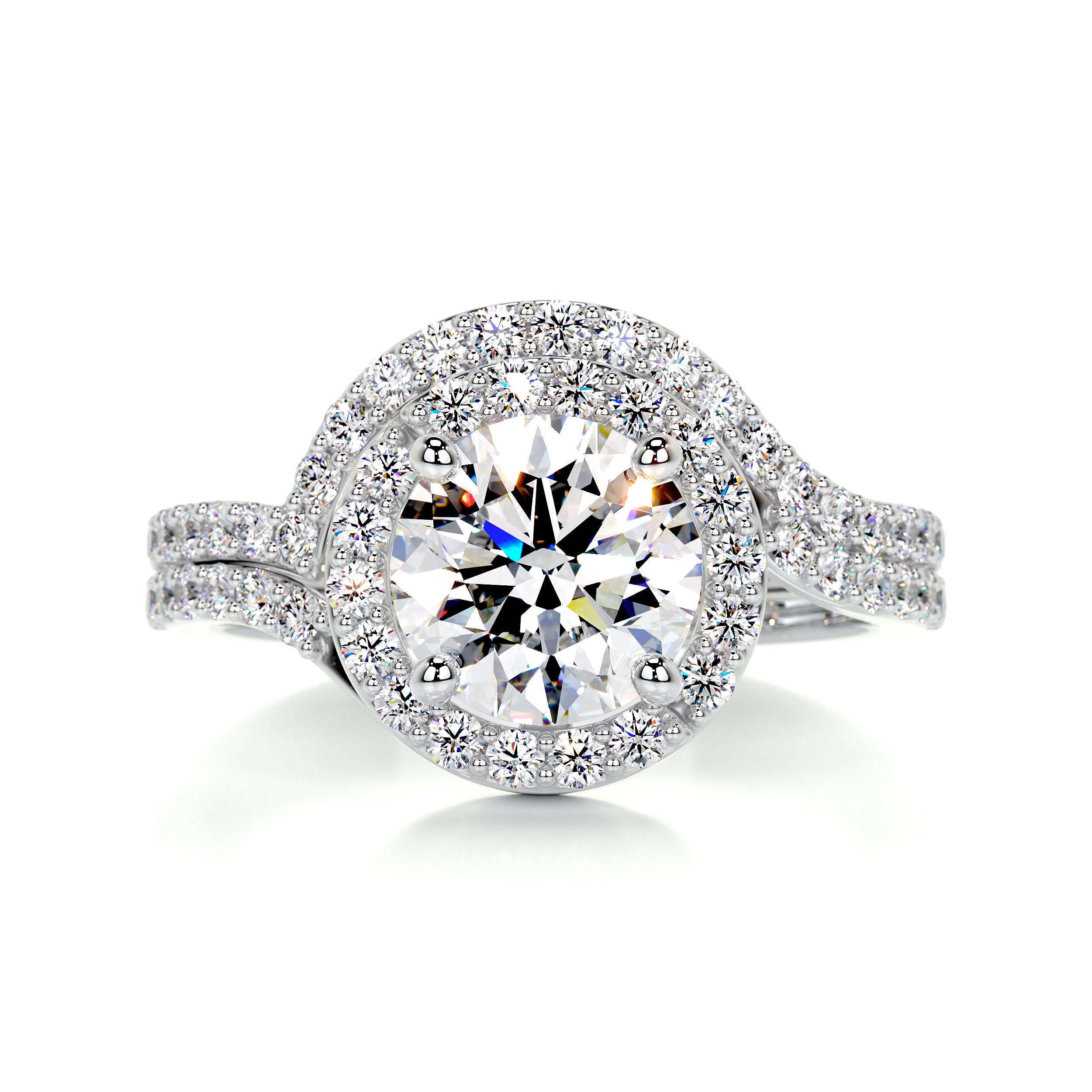 Stella Moissanite & Diamonds Bridal Set -14K White Gold