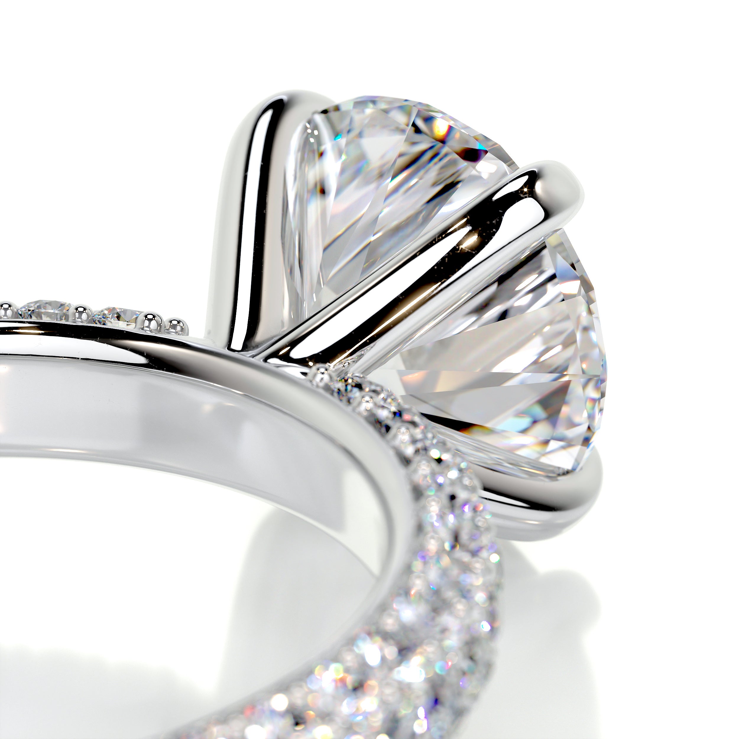 Charlotte Moissanite & Diamonds Ring -14K White Gold