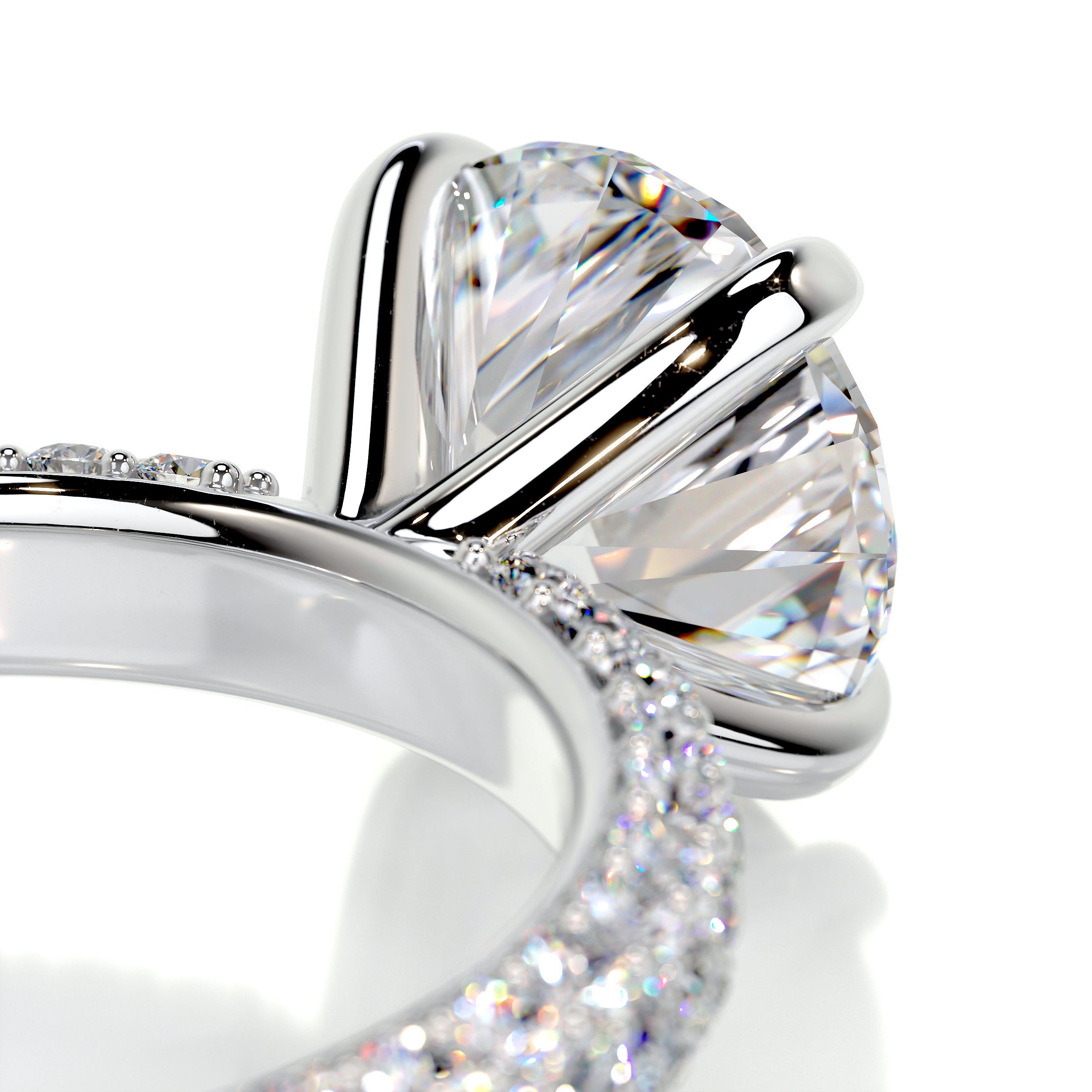 Charlotte Moissanite & Diamond Ring -14K White Gold