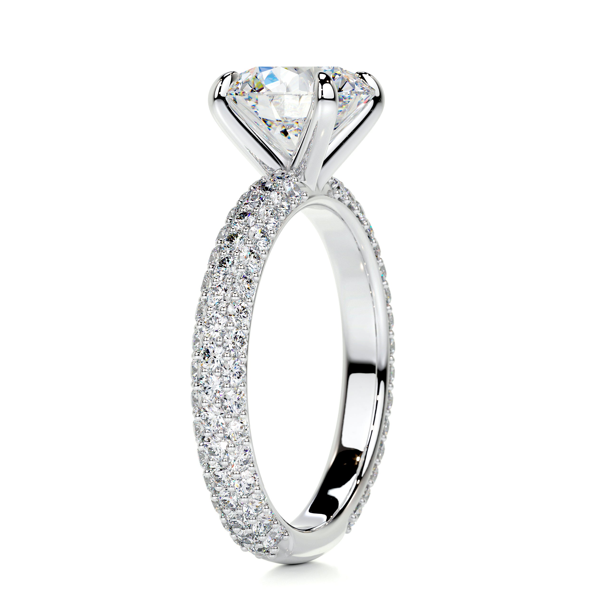 Charlotte Moissanite & Diamond Ring -14K White Gold