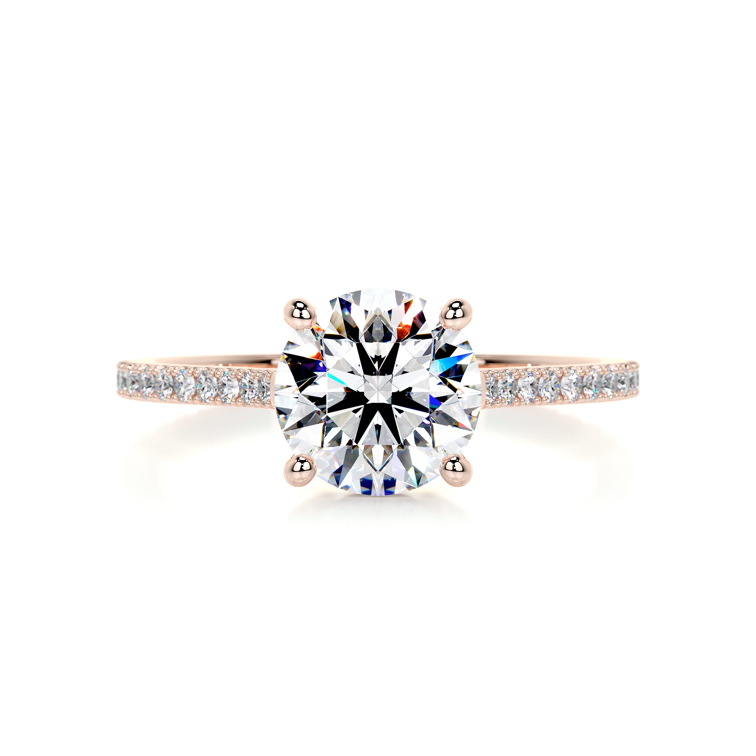 Anna Moissanite & Diamond Ring -14K Rose Gold
