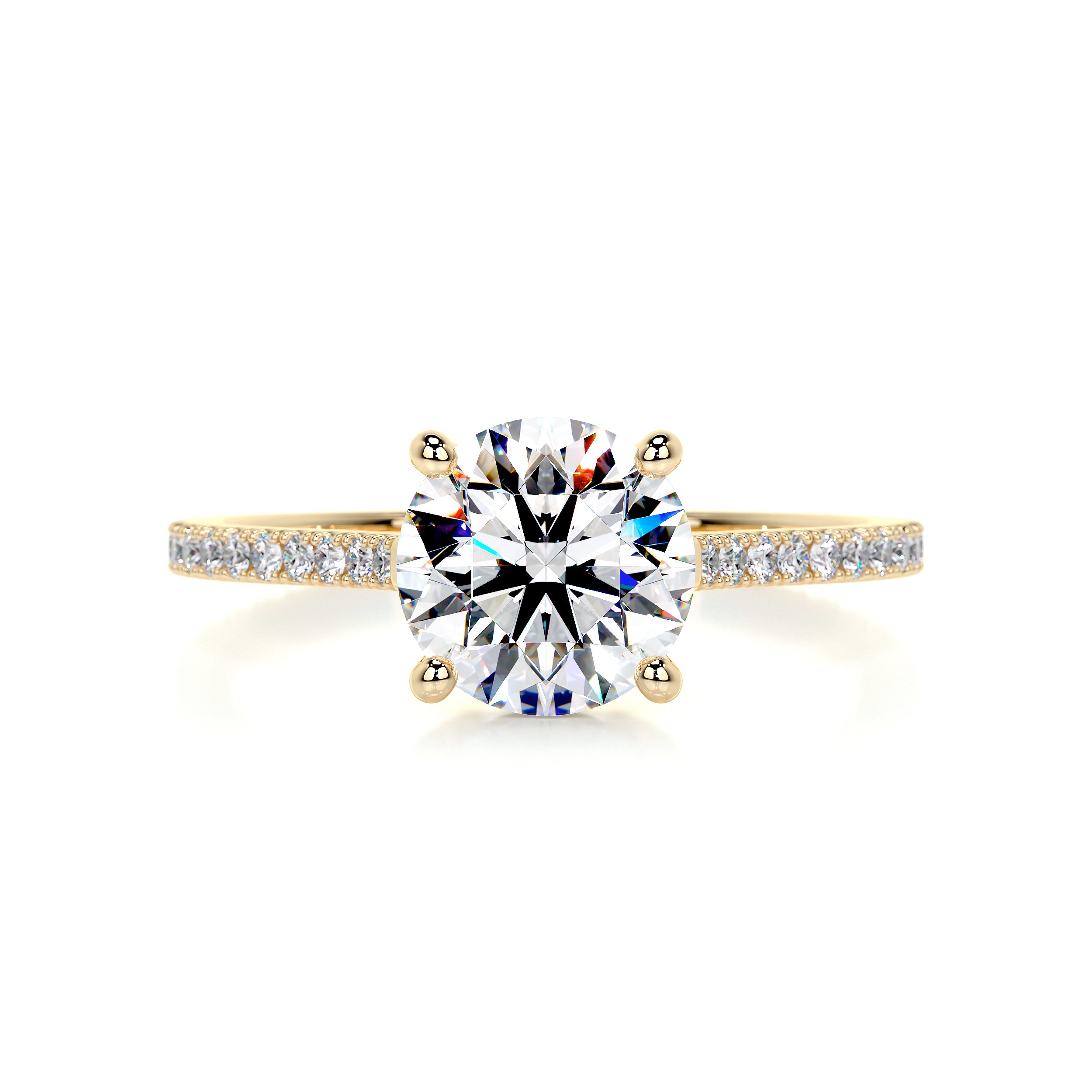 Anna Moissanite & Diamonds Ring -18K Yellow Gold