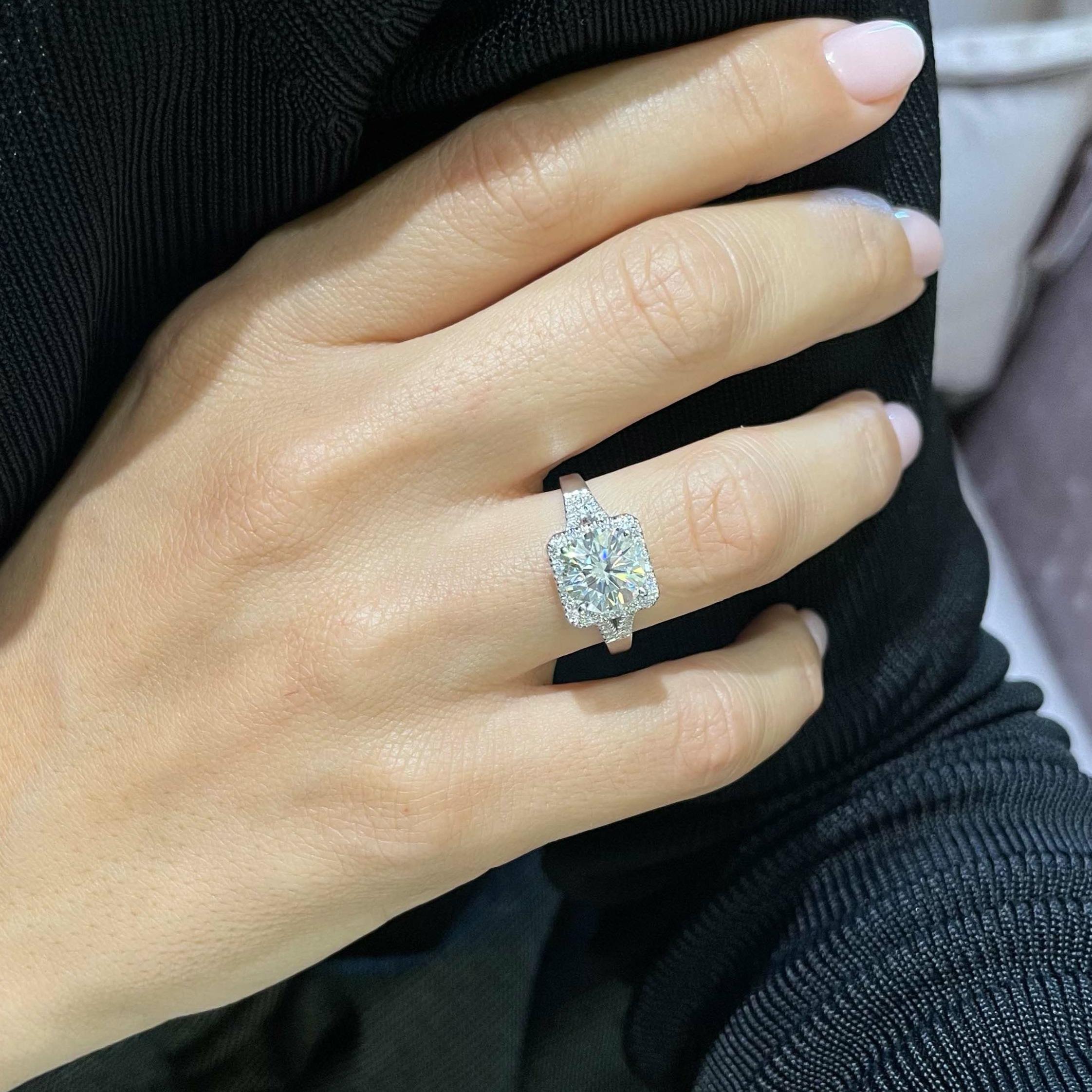 Addison Moissanite & Diamond Ring -14K White Gold