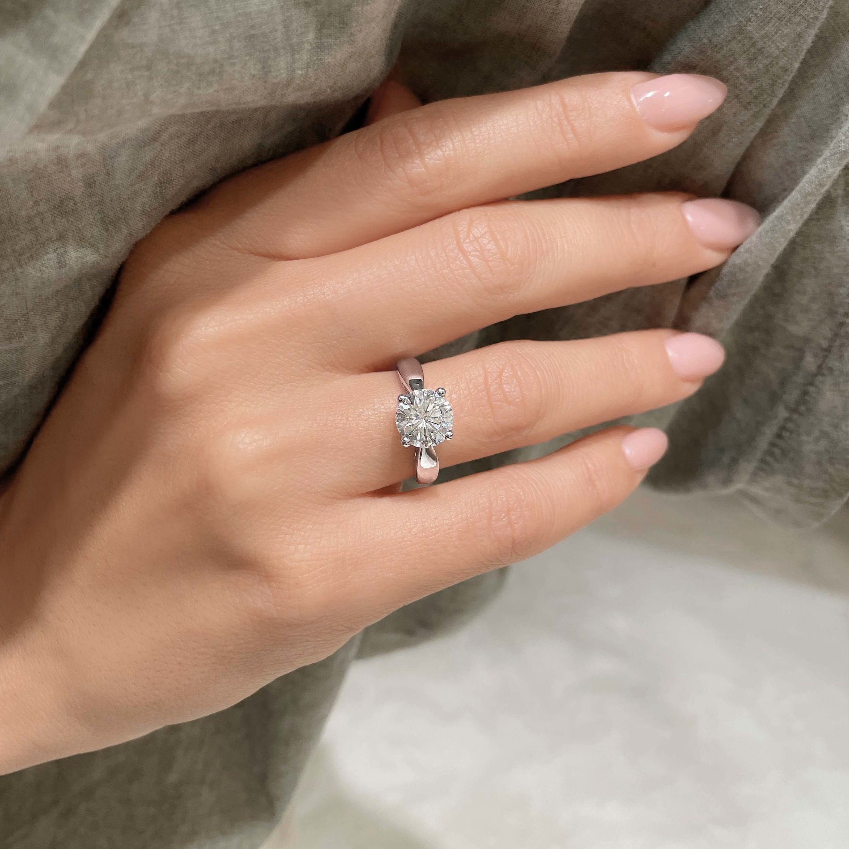 Diana Moissanite Ring -18K White Gold