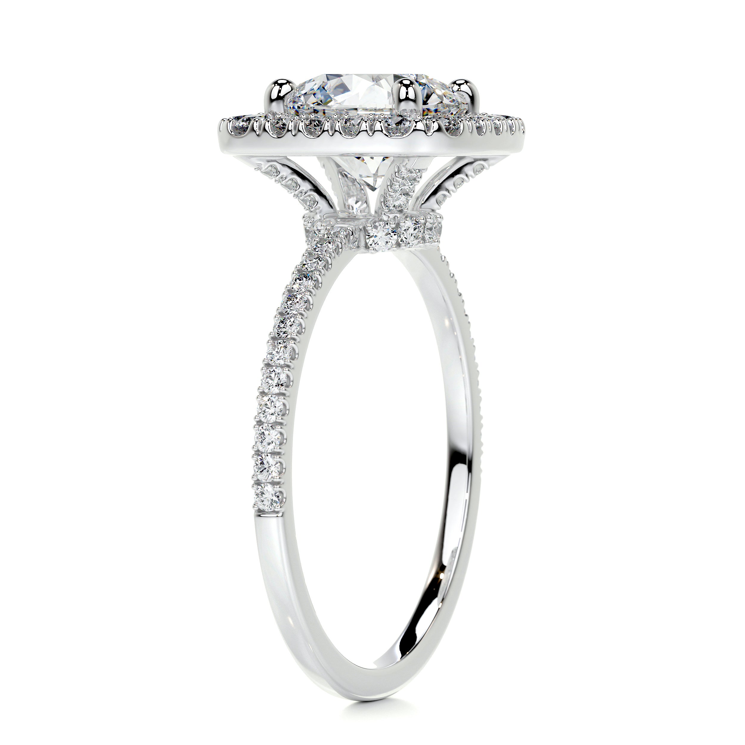 Catalina Moissanite & Diamond Ring -18K White Gold