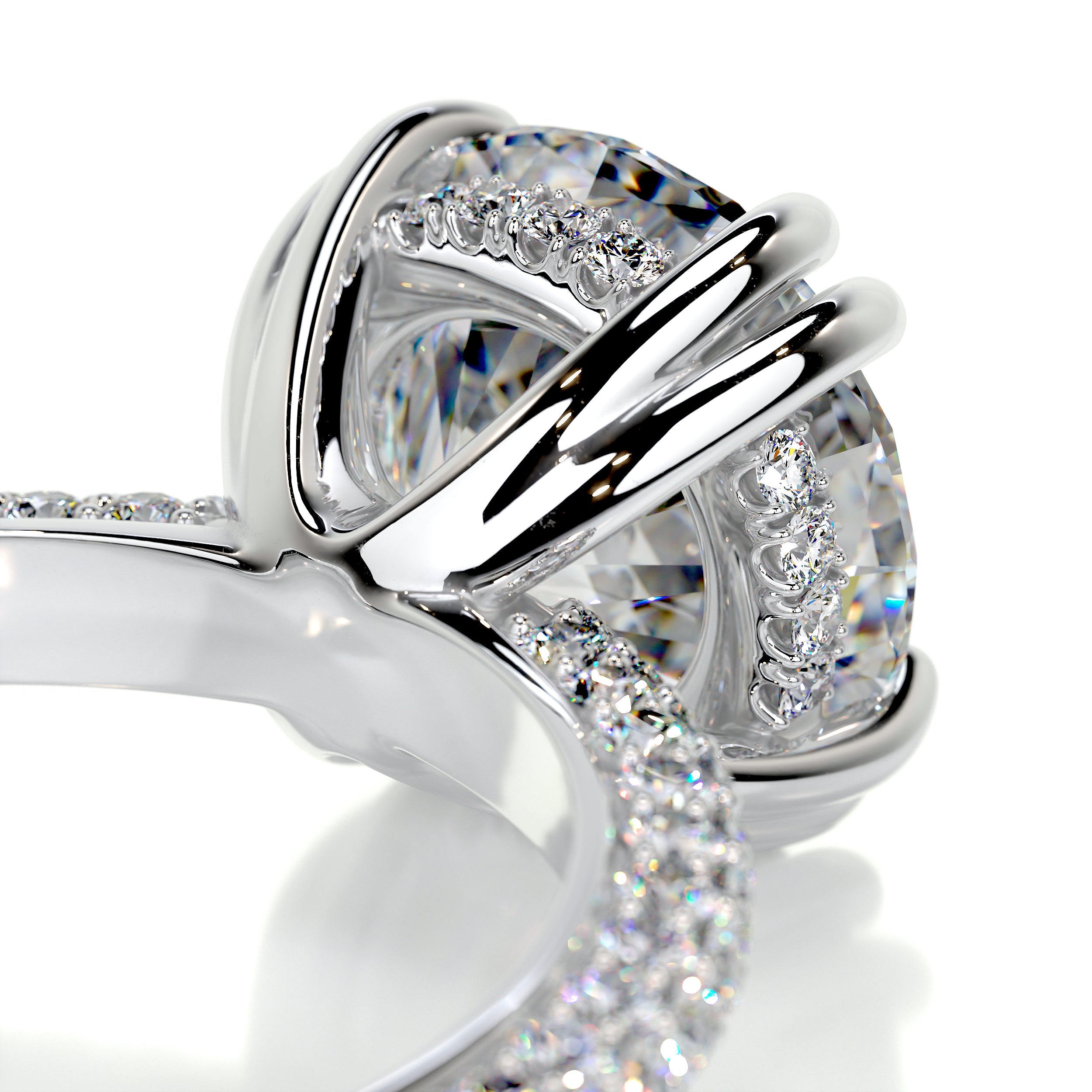 Lorena Moissanite & Diamond Ring -14K White Gold