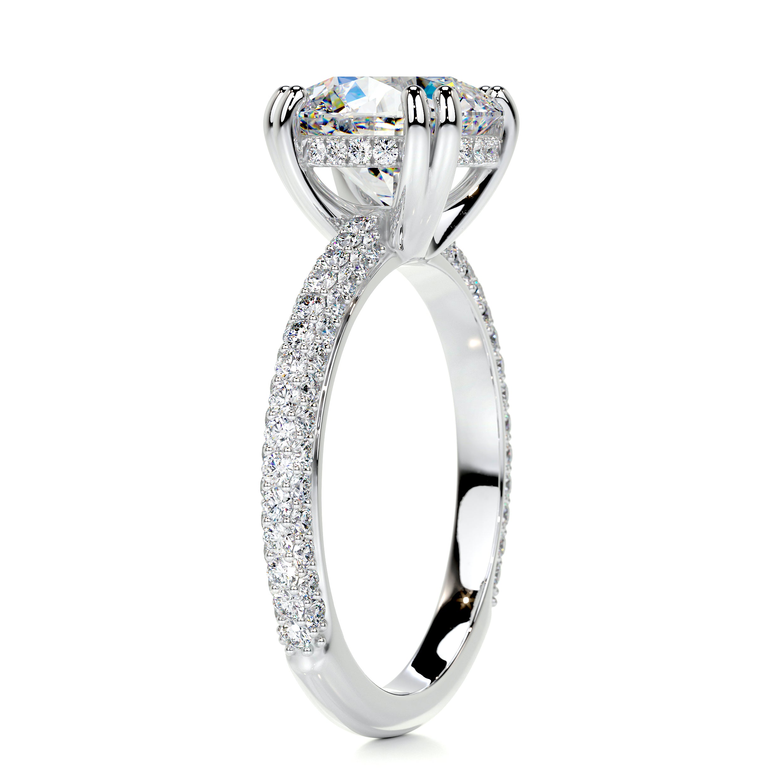 Lorena Moissanite & Diamond Ring -14K White Gold