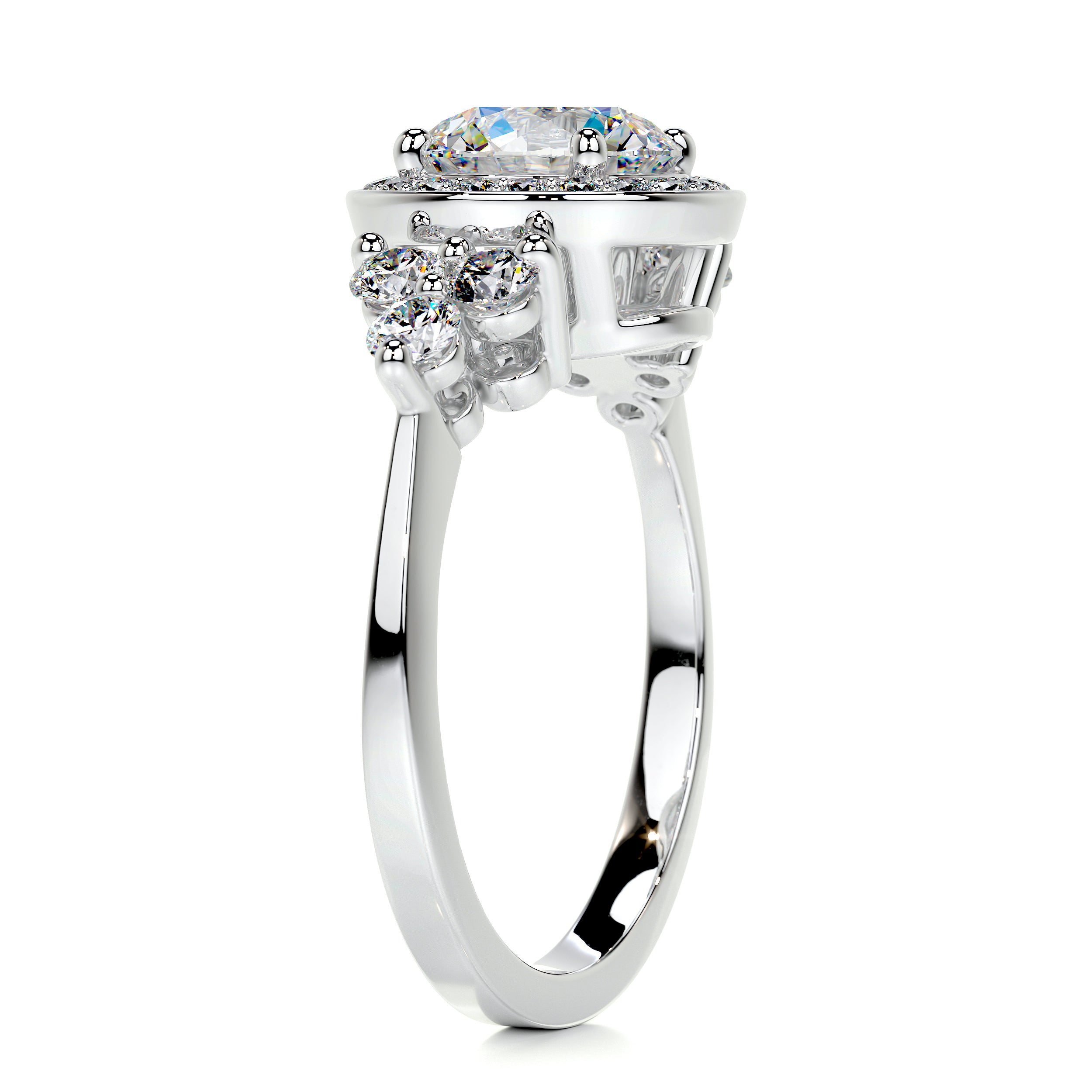 Ivy Moissanite & Diamond Ring -14K White Gold