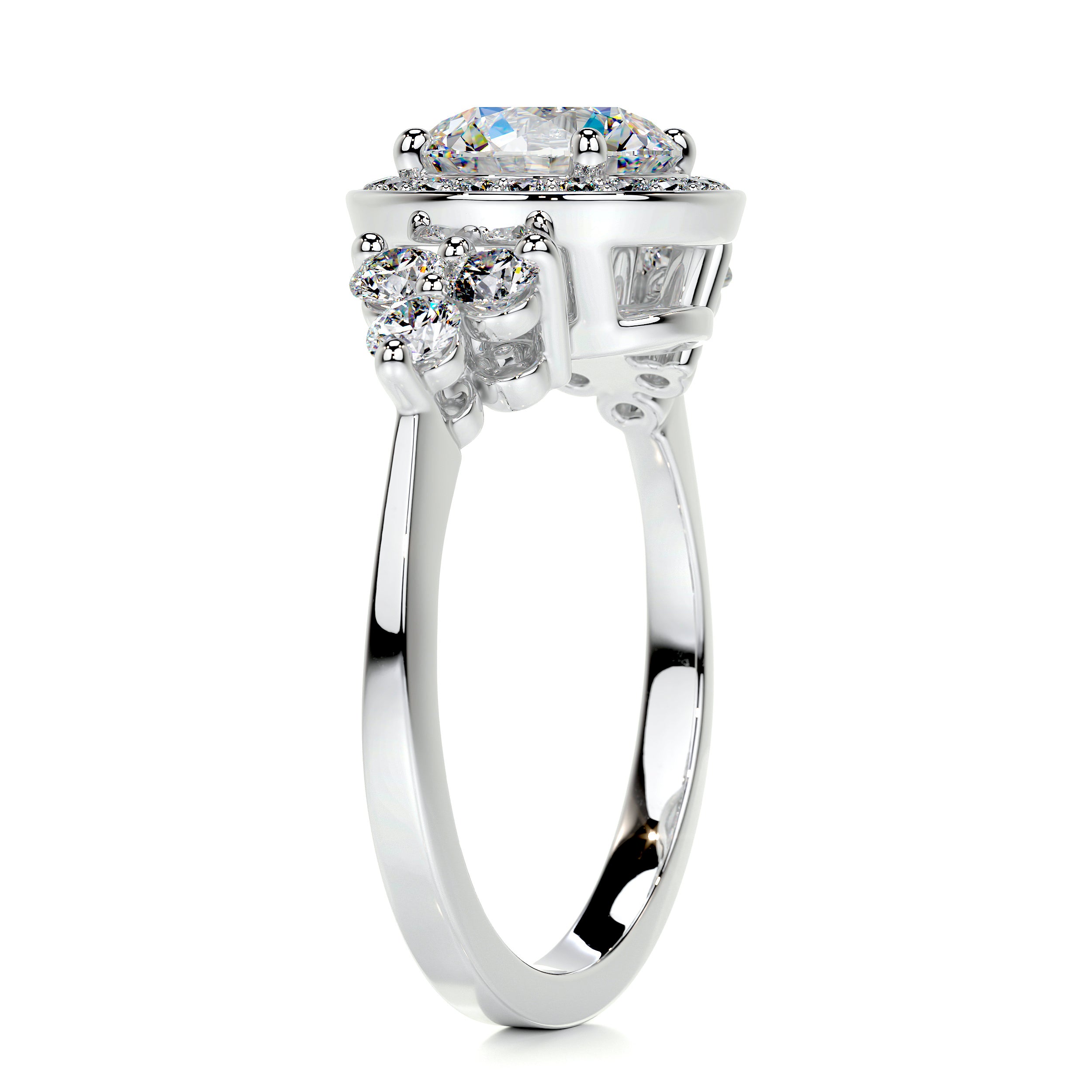 Ivy Moissanite & Diamonds Ring -14K White Gold