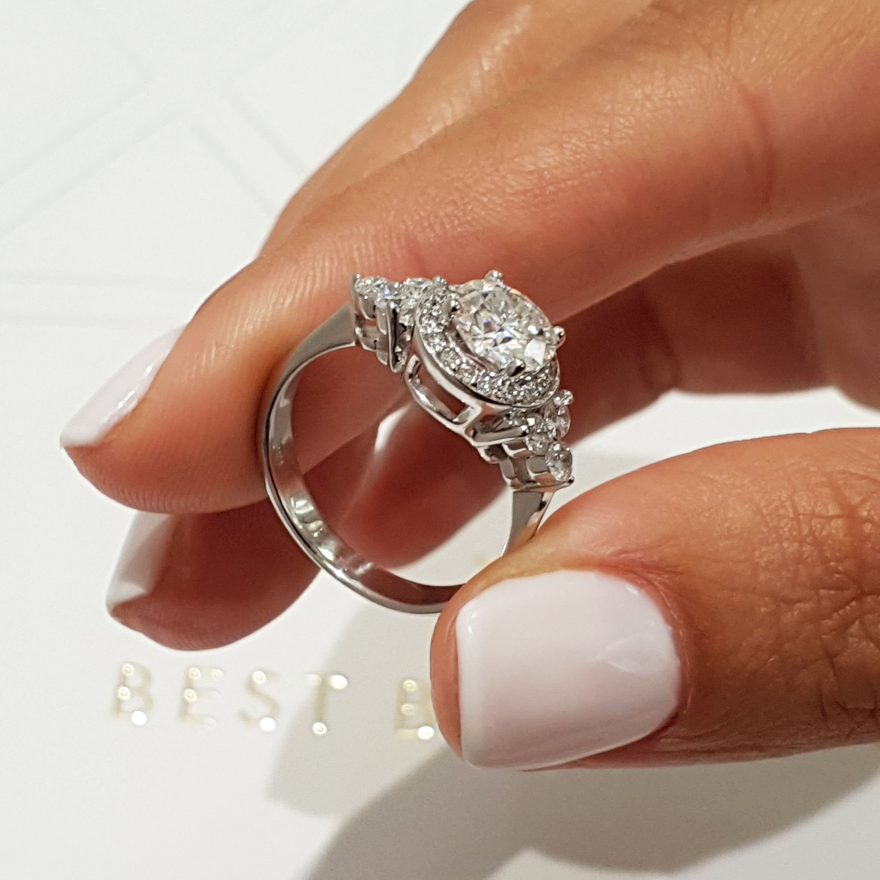 Ivy Moissanite & Diamond Ring -14K White Gold