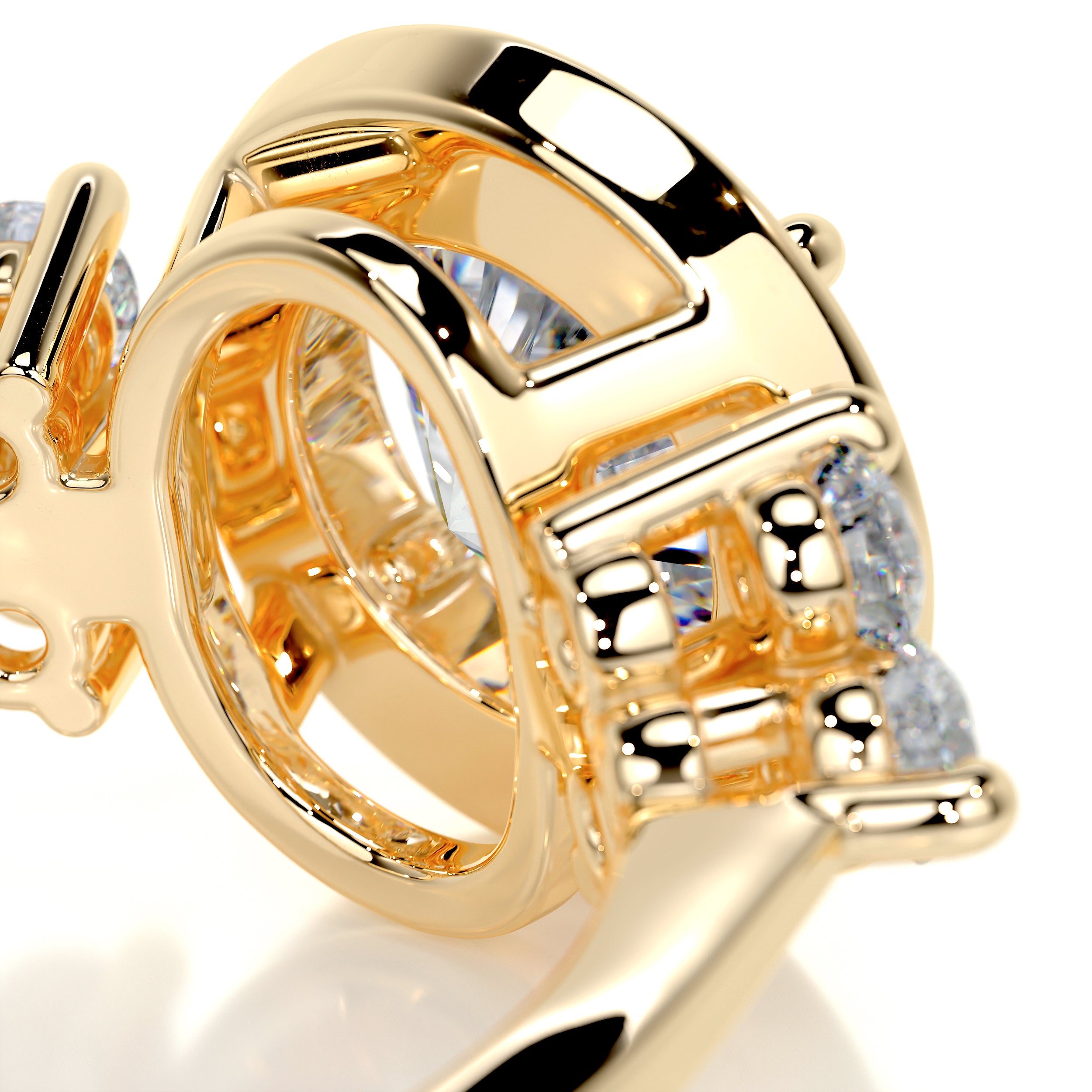 Ivy Moissanite & Diamond Ring -18K Yellow Gold