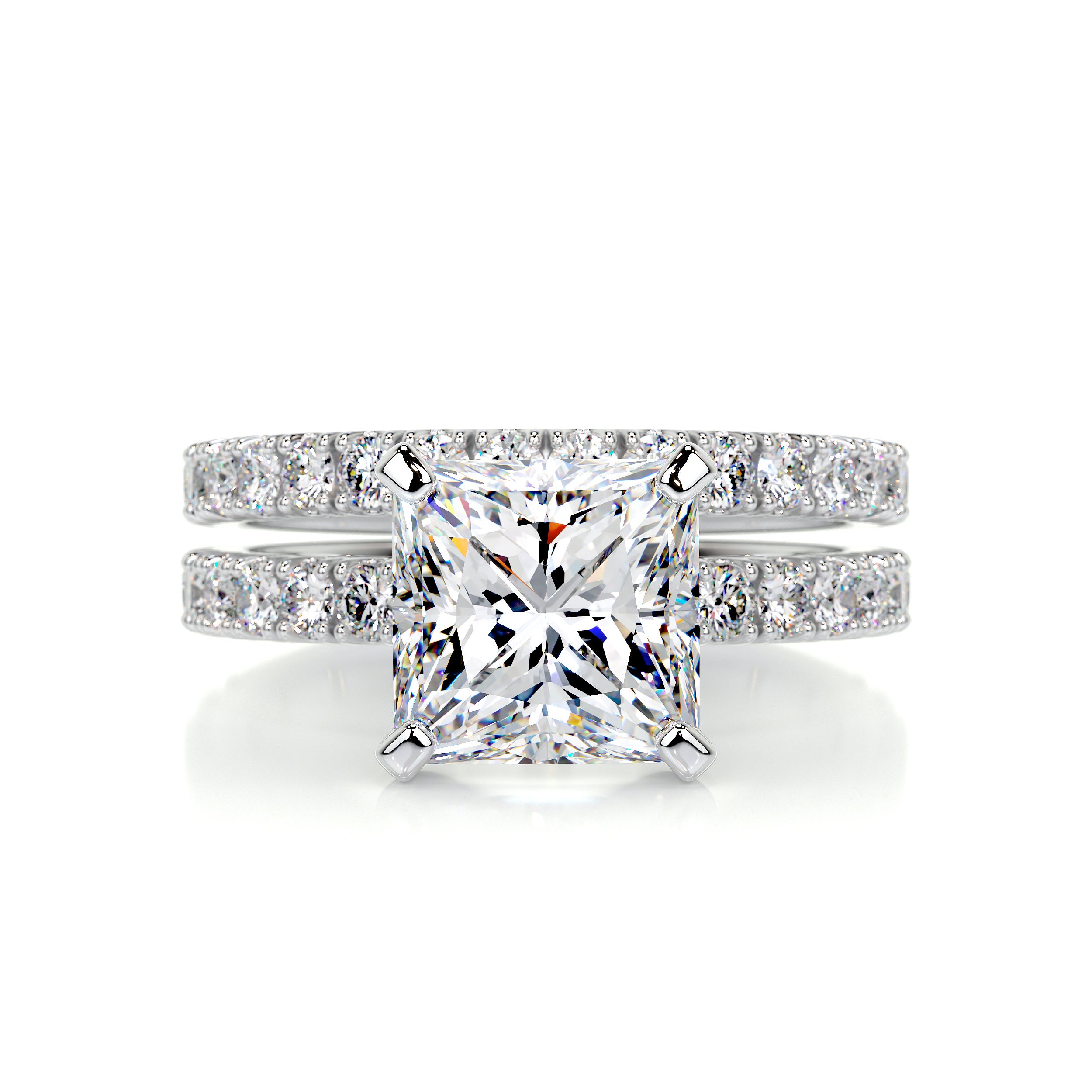 Blair Moissanite & Diamonds Bridal Set -14K White Gold