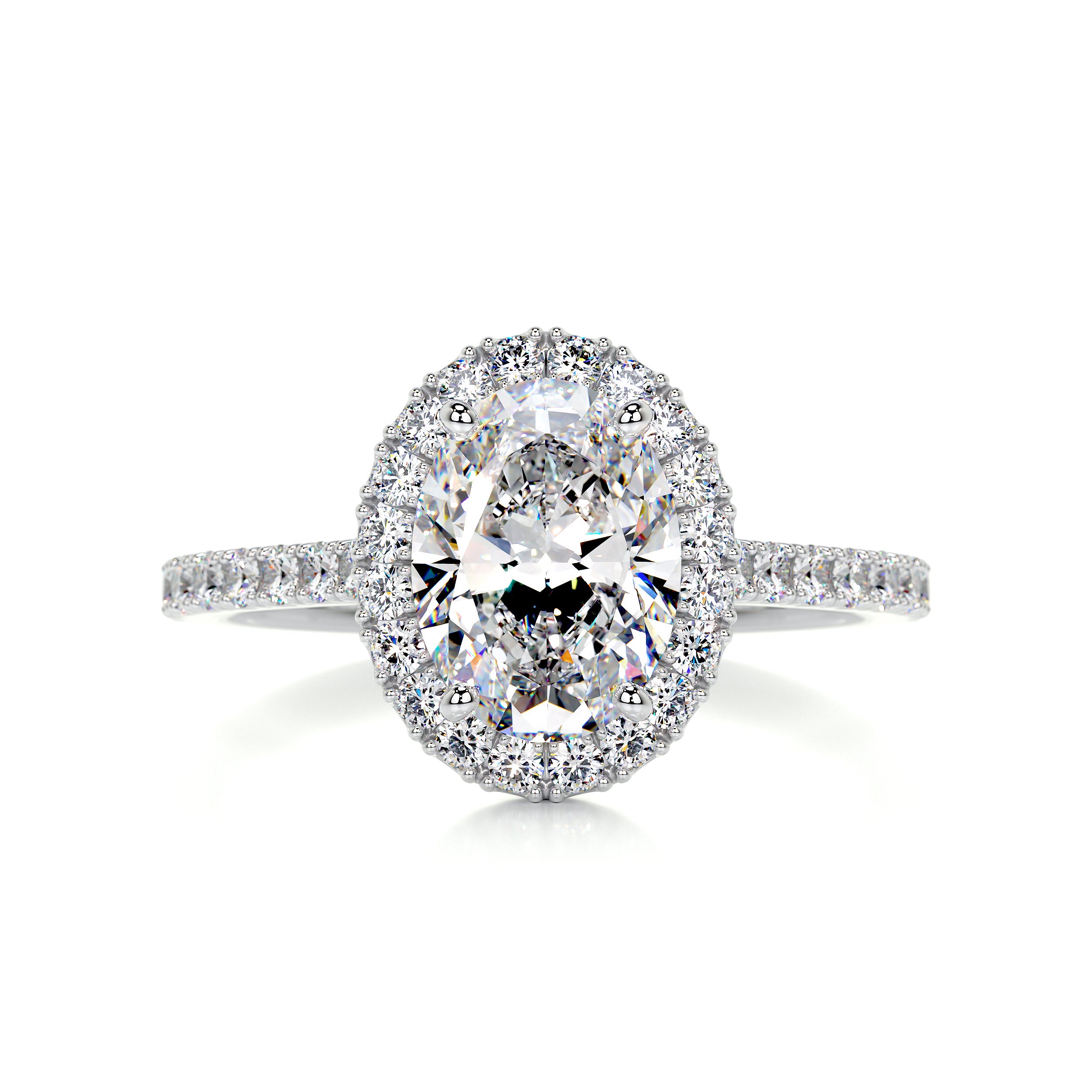 Maria Moissanite & Diamond Ring -14K White Gold