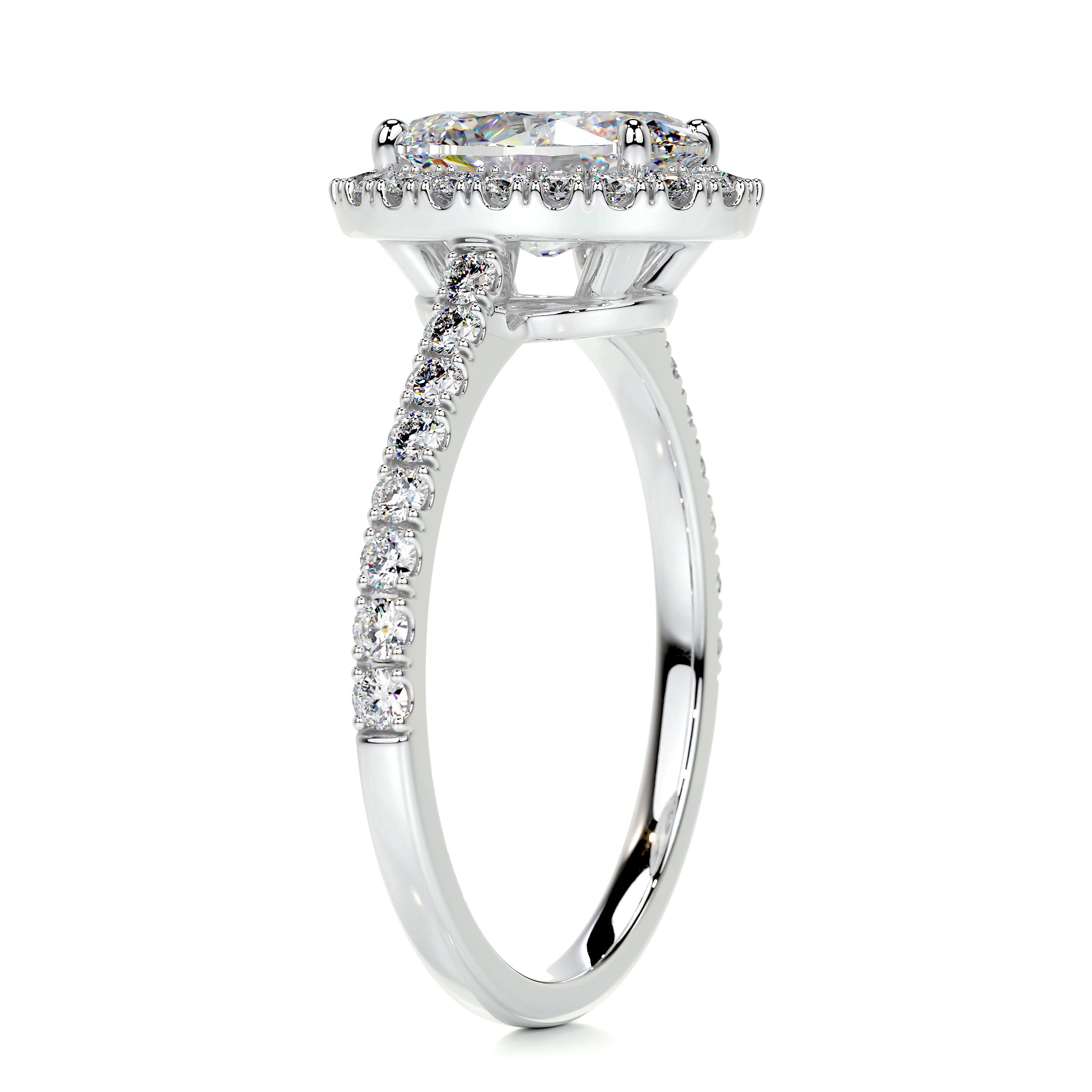 Maria Moissanite & Diamond Ring -14K White Gold