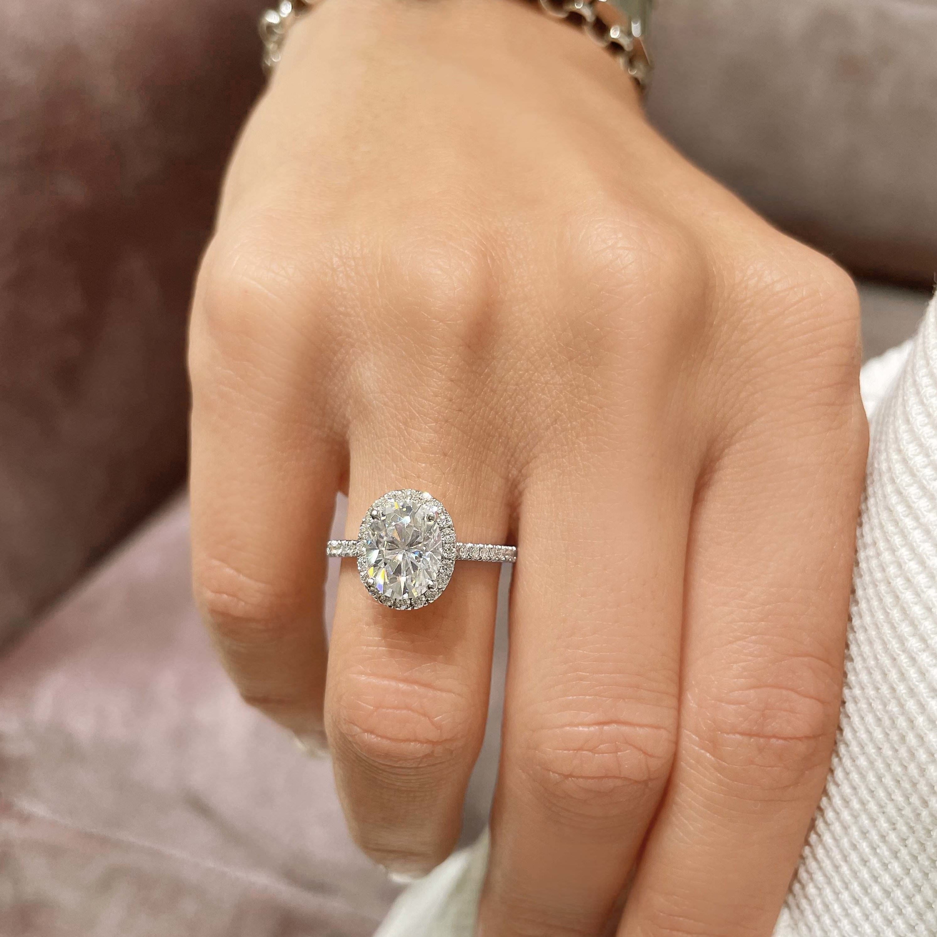 Maria Moissanite & Diamond Ring -14K White Gold