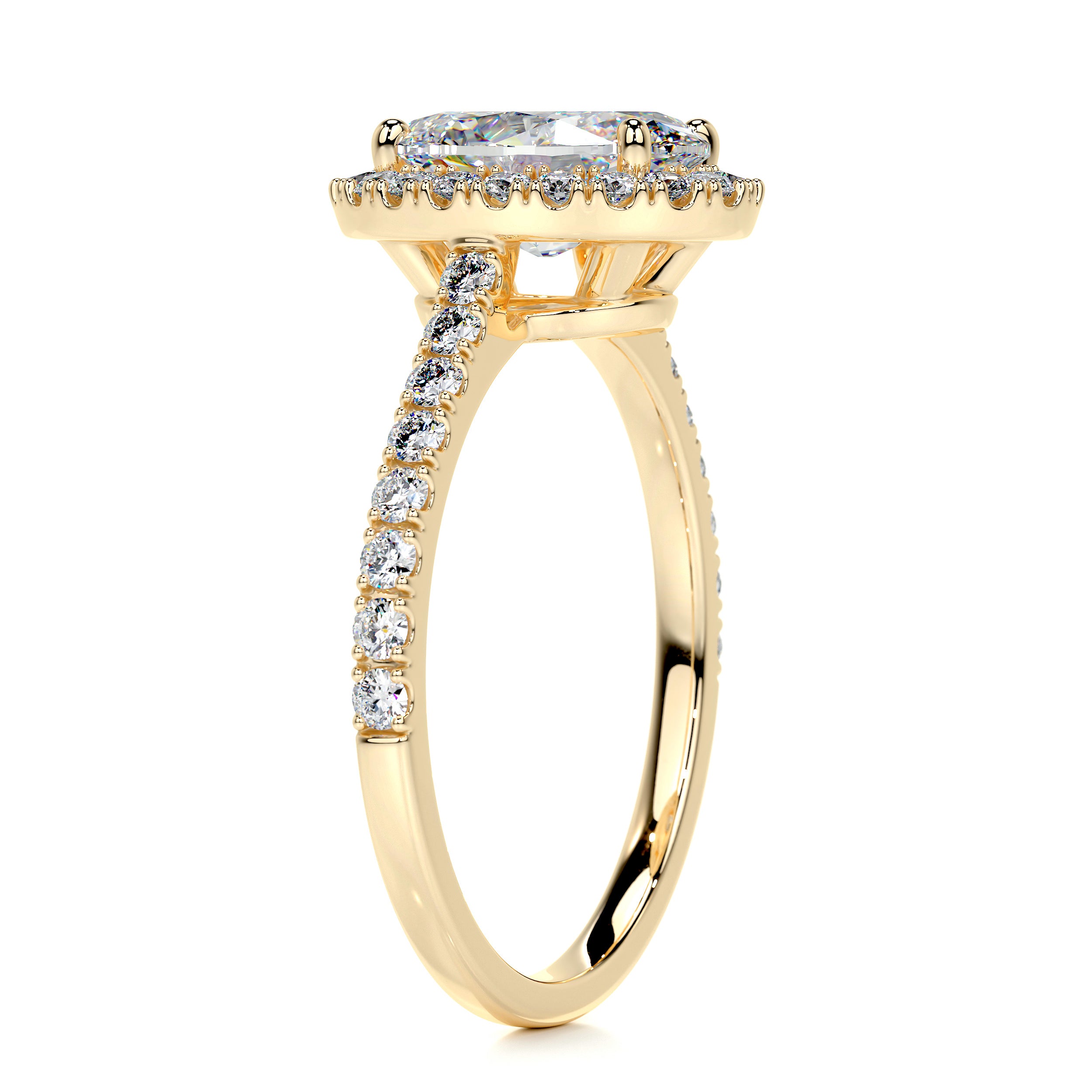 Maria Moissanite & Diamond Ring -18K Yellow Gold