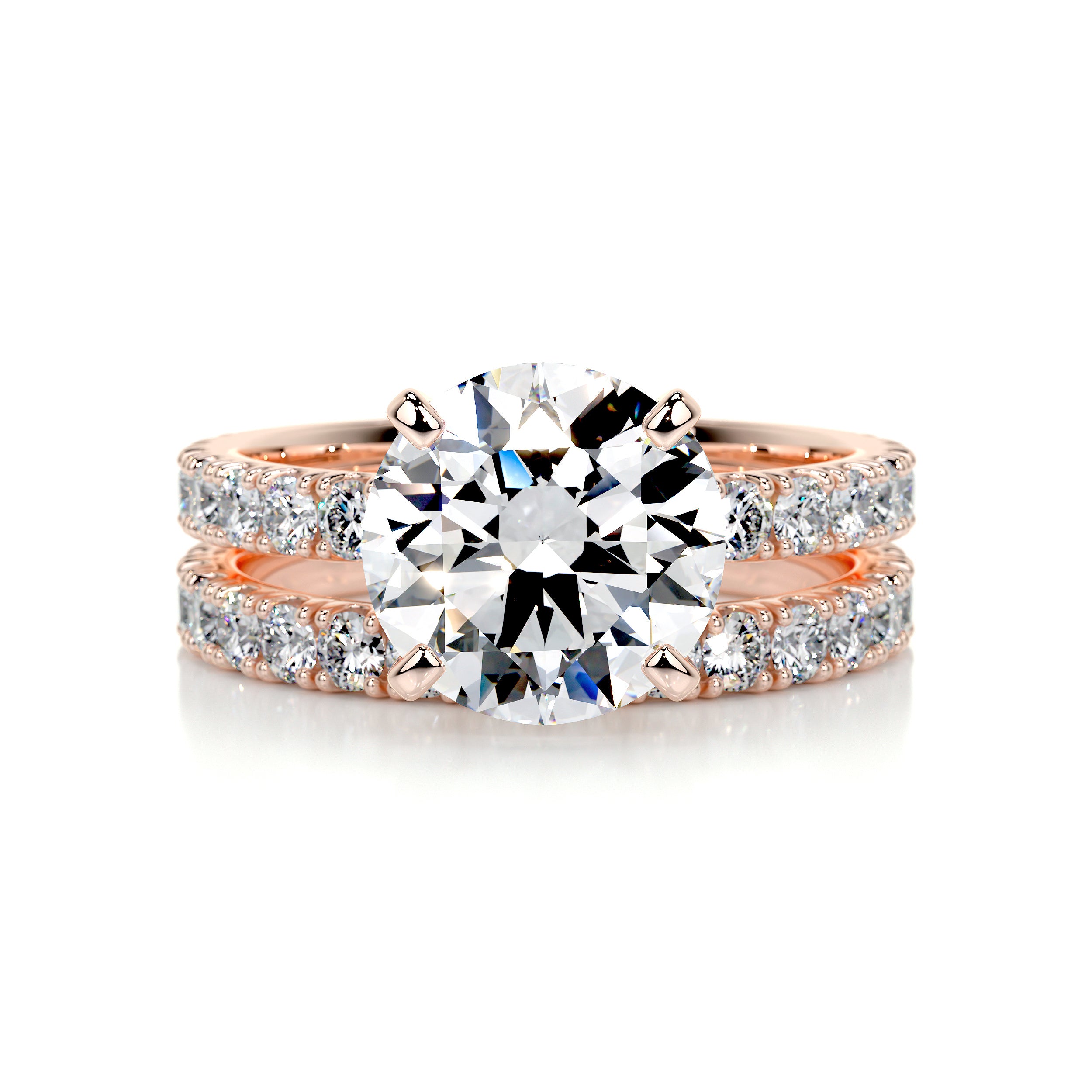 Alison Moissanite & Diamonds Bridal Set -14K Rose Gold