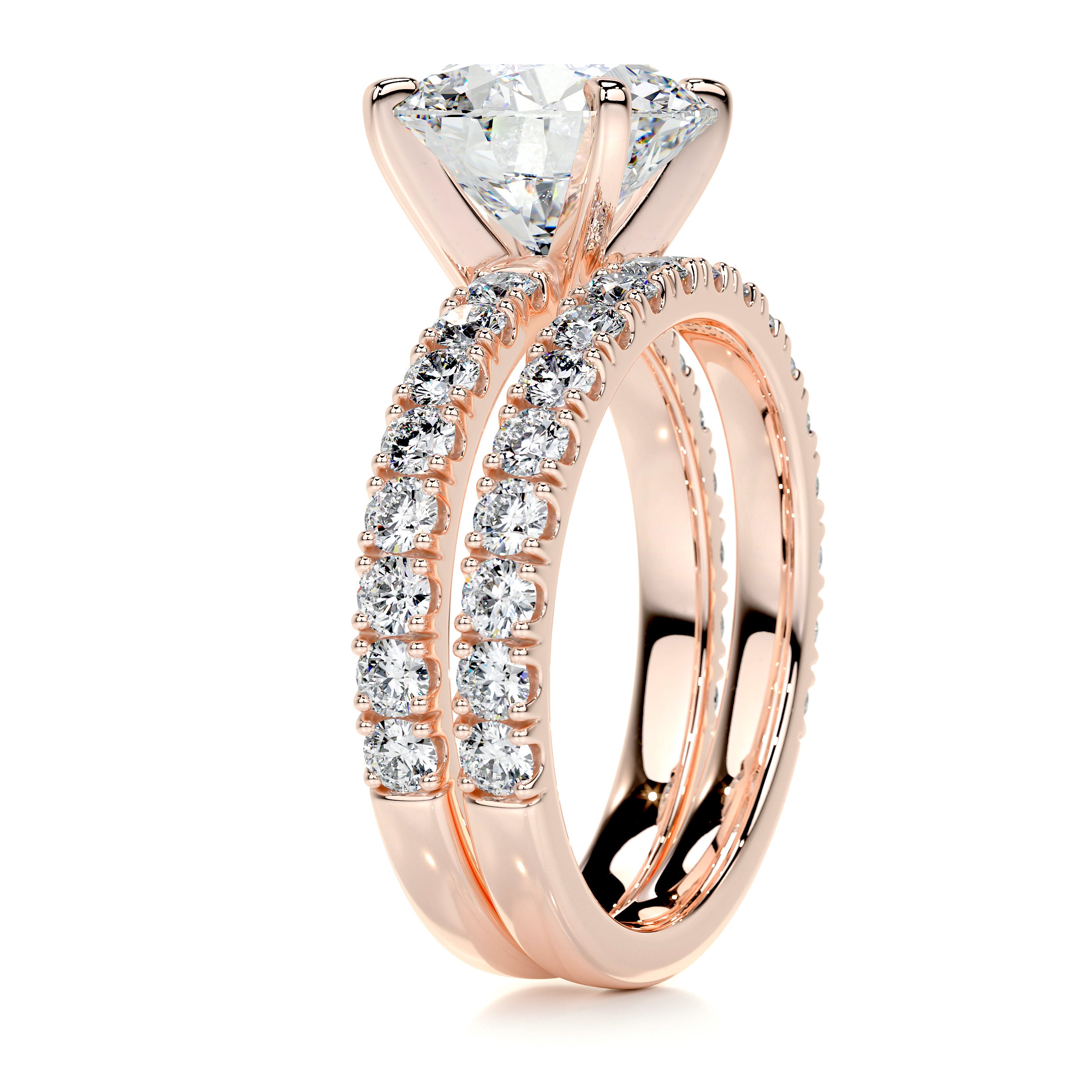 Alison Moissanite & Diamonds Bridal Set -14K Rose Gold