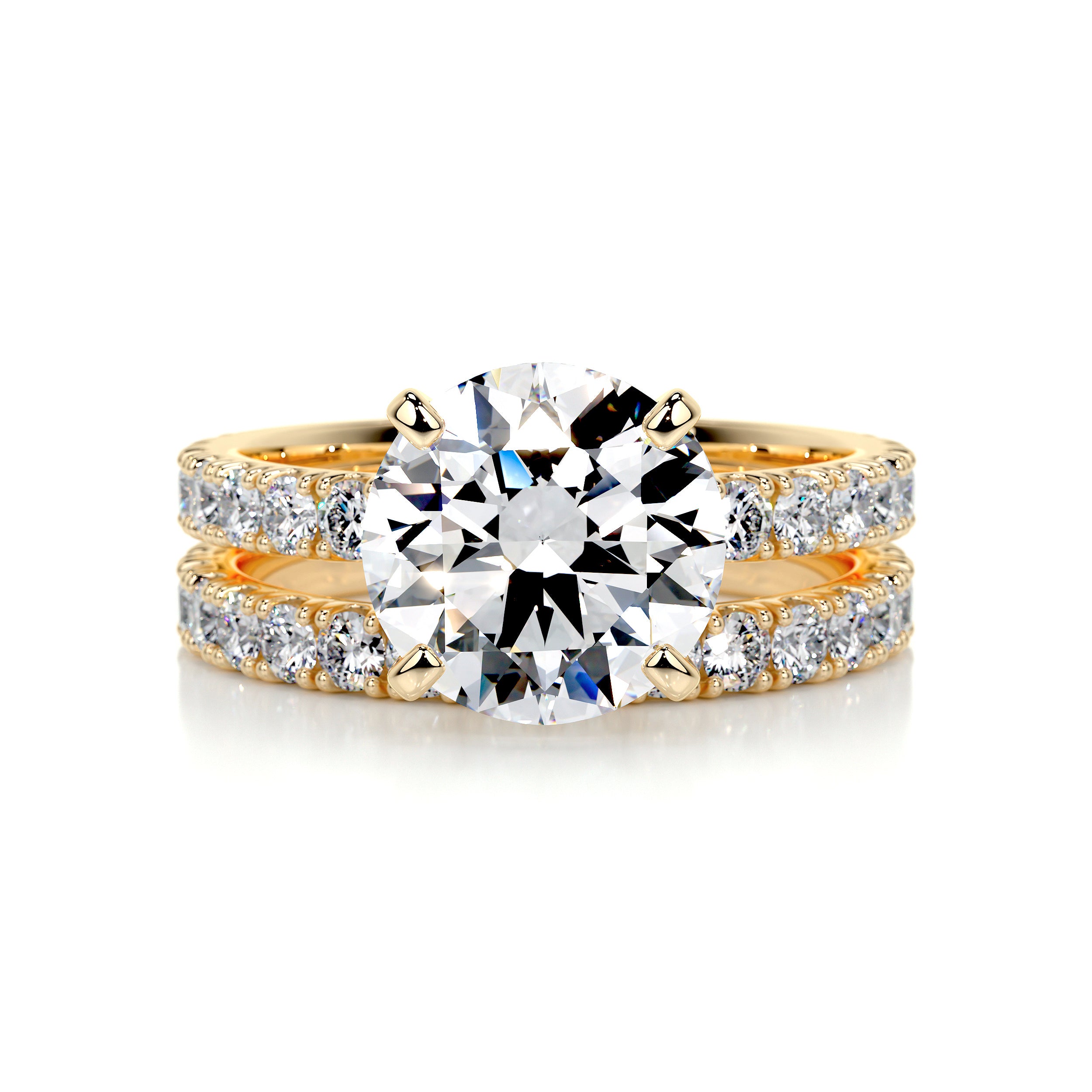 Alison Moissanite & Diamonds Bridal Set -18K Yellow Gold