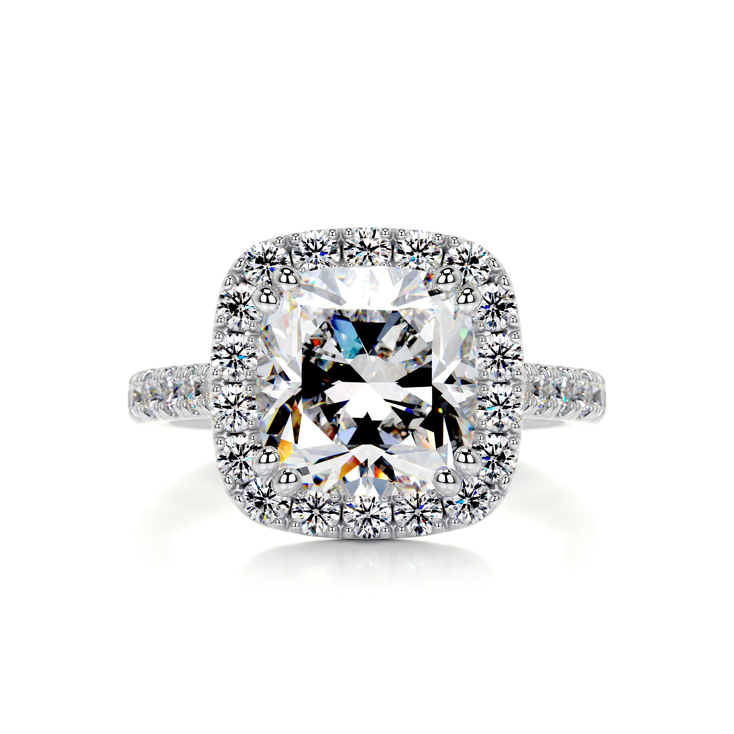 Jacqueline Moissanite & Diamond Ring -14K White Gold