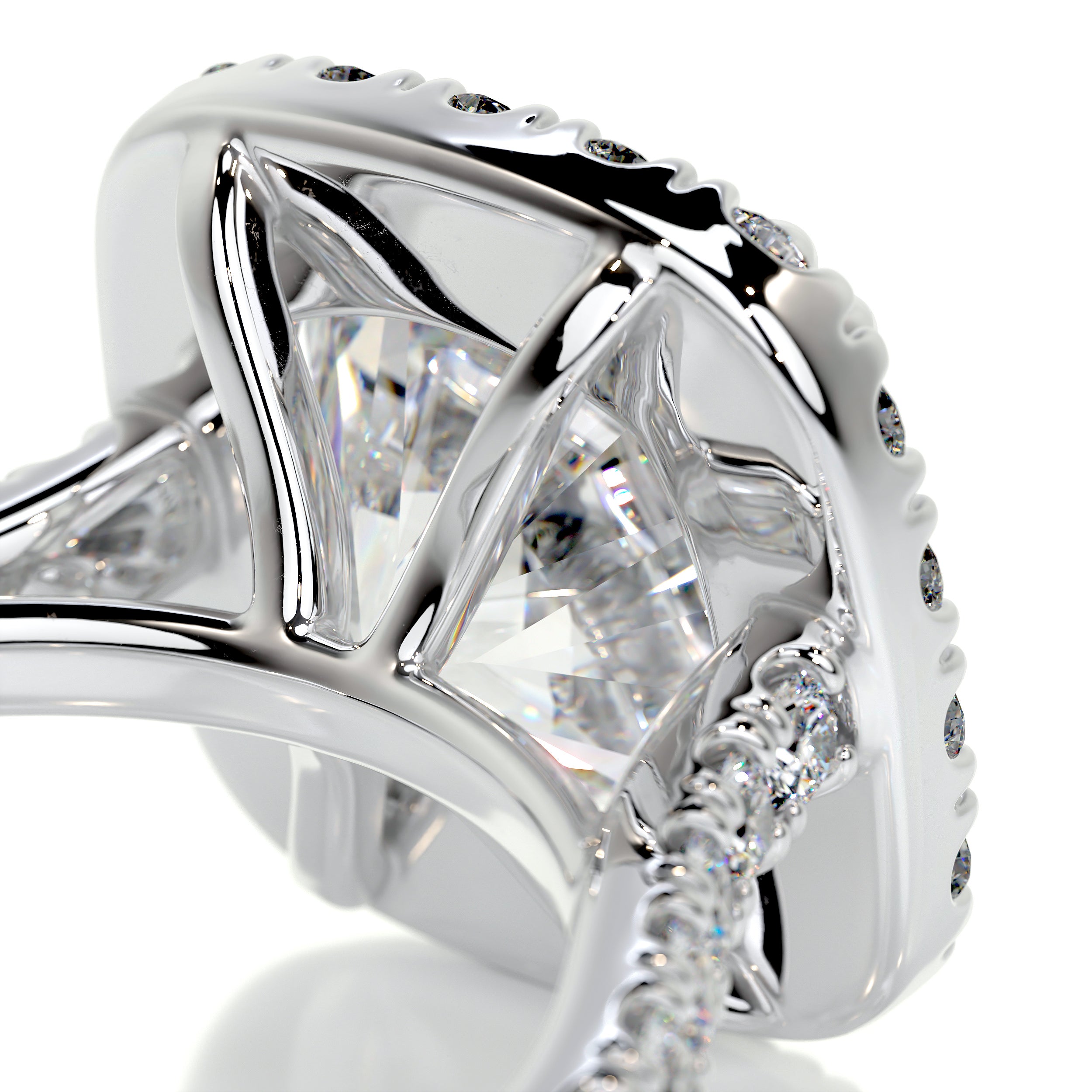 Jacqueline Moissanite & Diamond Ring -14K White Gold