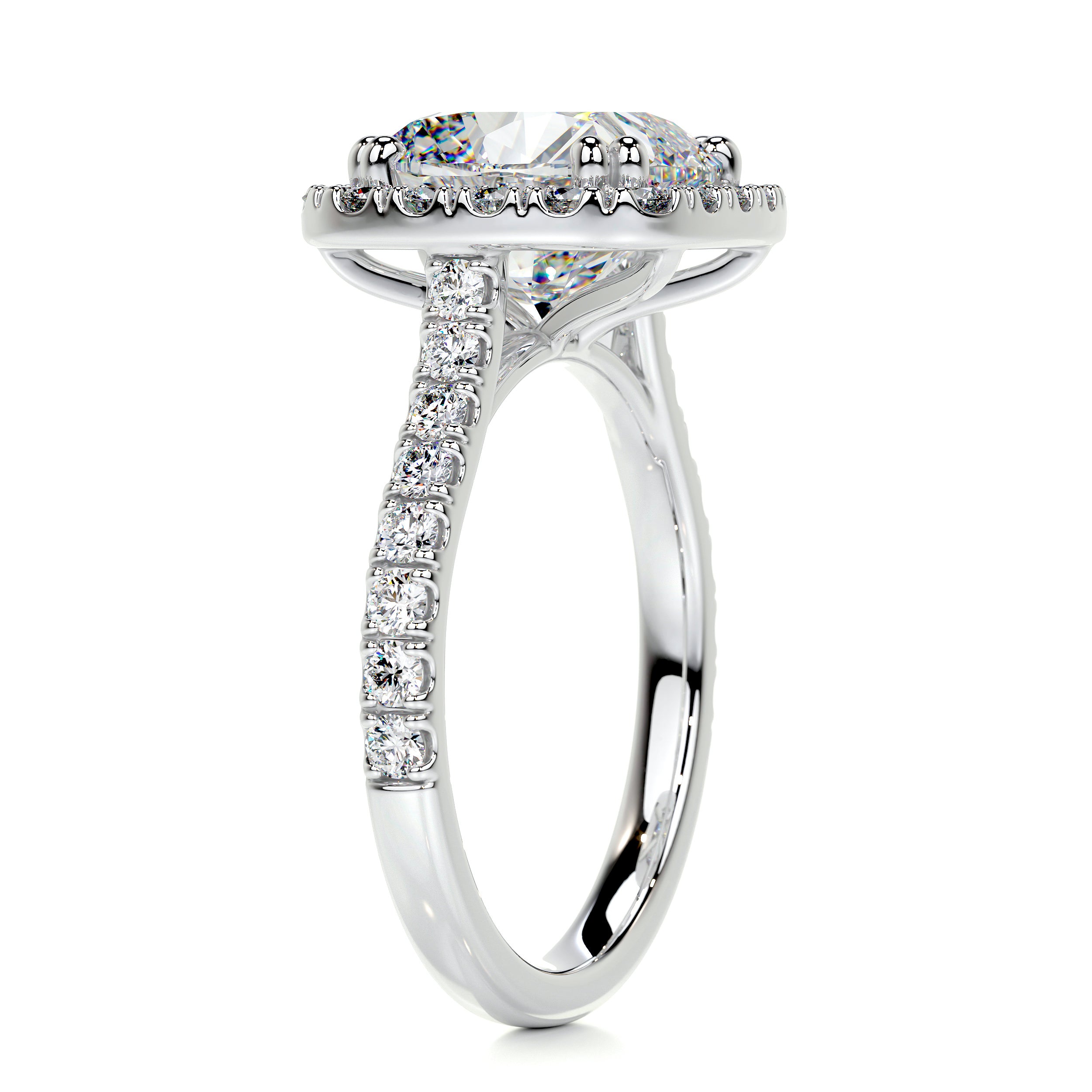 Jacqueline Moissanite & Diamond Ring -18K White Gold