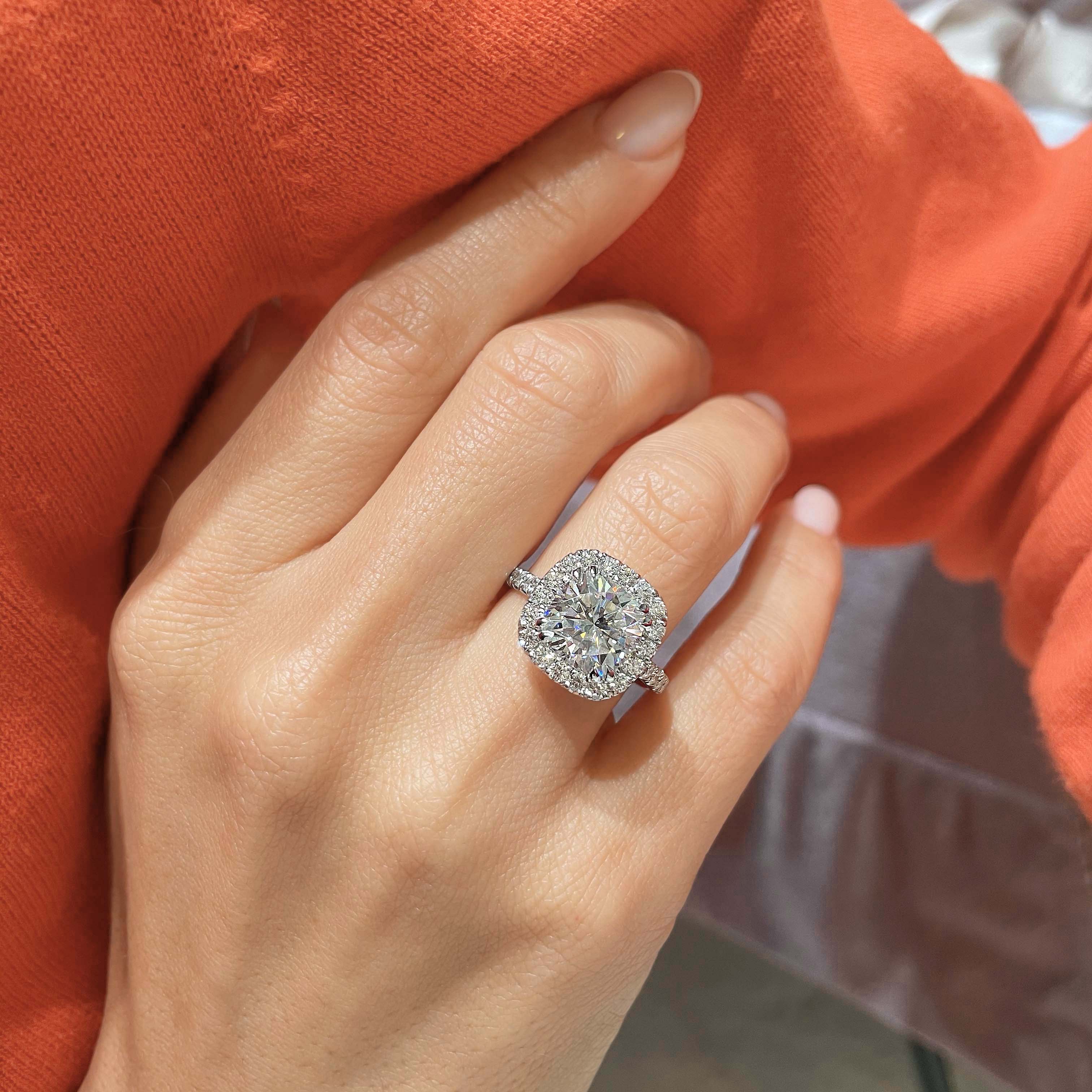 Jacqueline Moissanite & Diamond Ring -14K White Gold