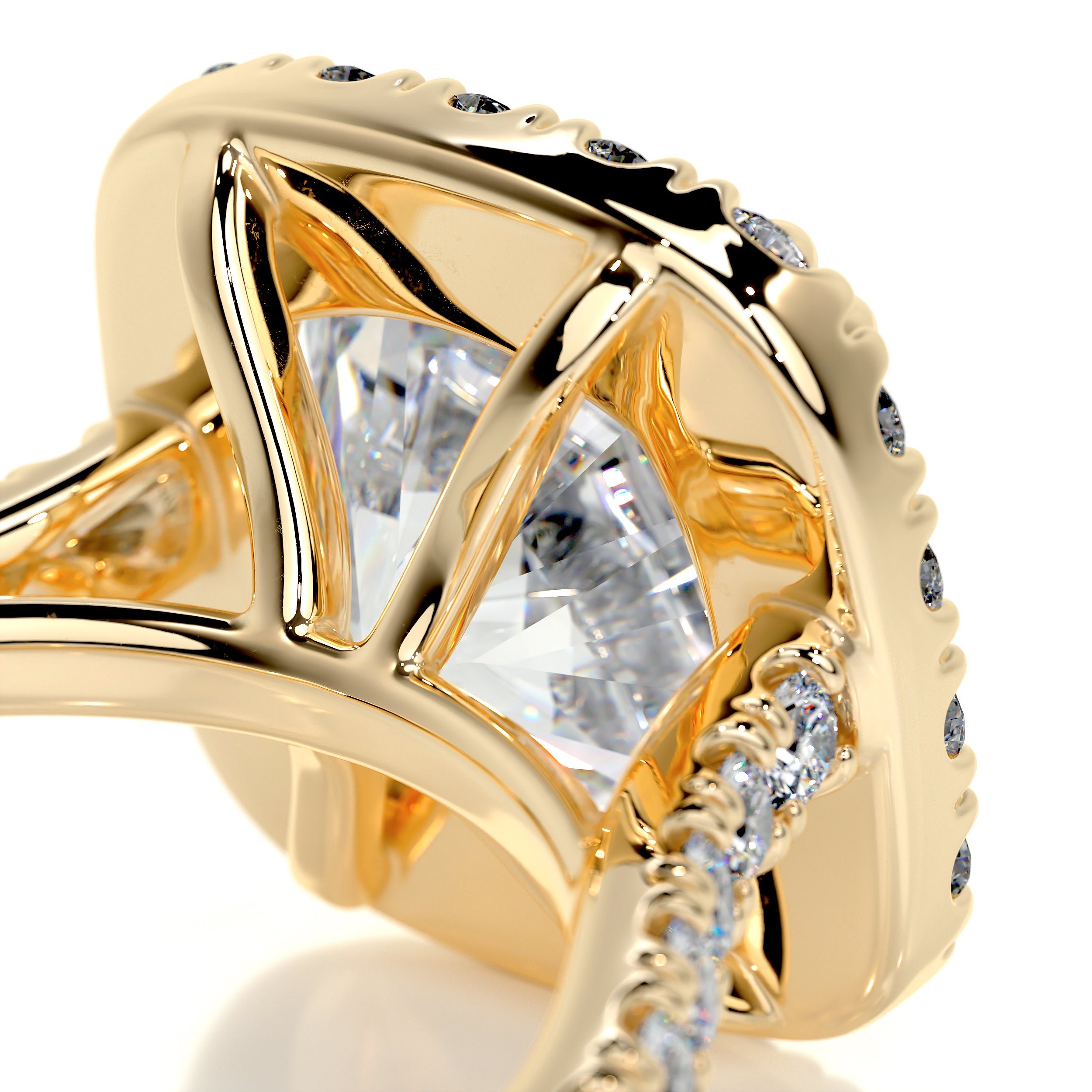Jacqueline Moissanite & Diamond Ring -18K Yellow Gold
