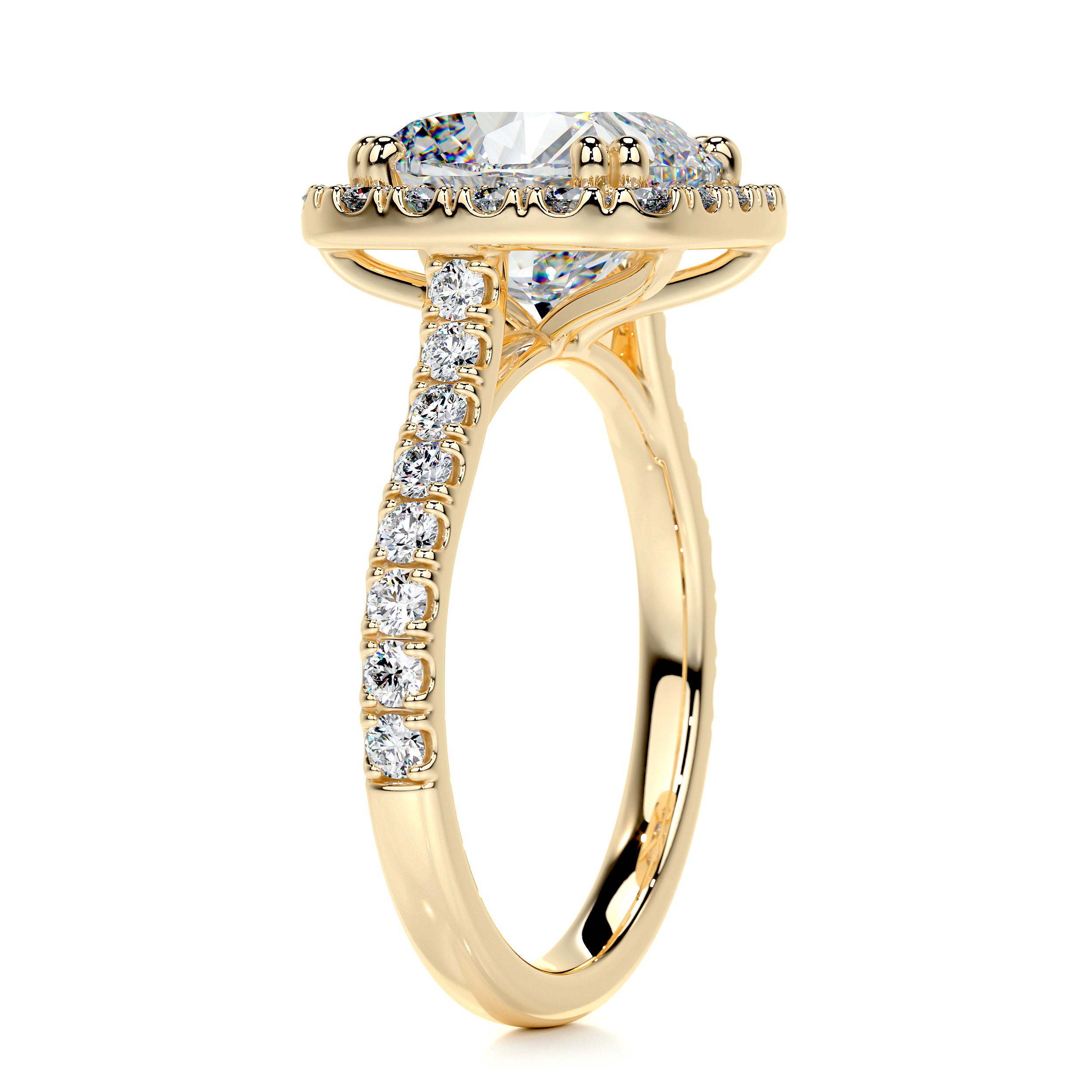 Jacqueline Moissanite & Diamond Ring -18K Yellow Gold