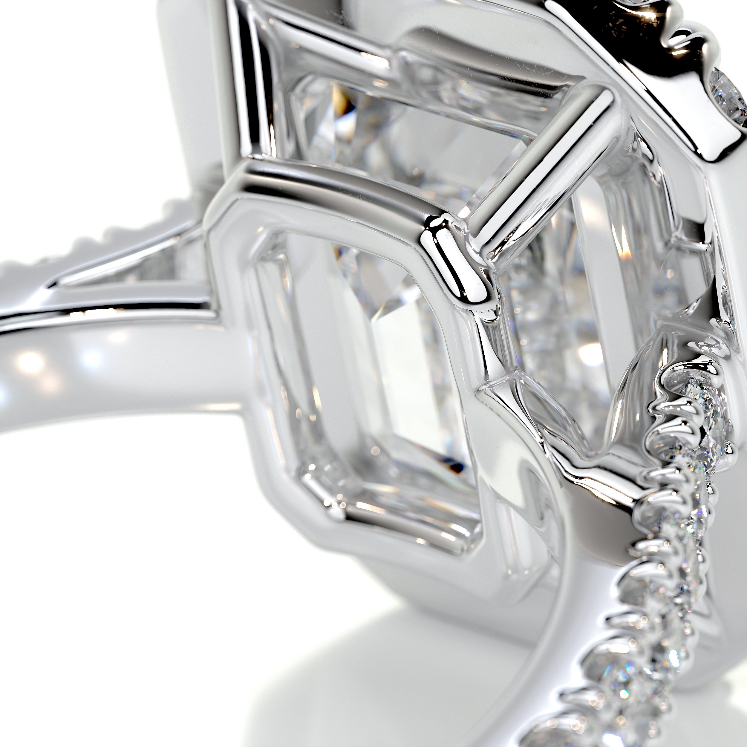 Zoey Moissanite & Diamond Ring -18K White Gold